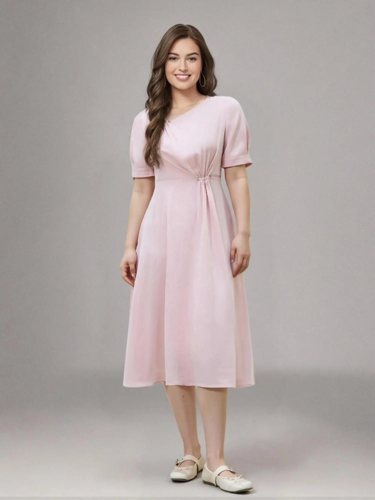DUSHU Plus Size Apple&Pear Shape Slimming Little Black Dress 2025 Summer Waist-Defining Office Casual Y2K Fashion Chic Dress