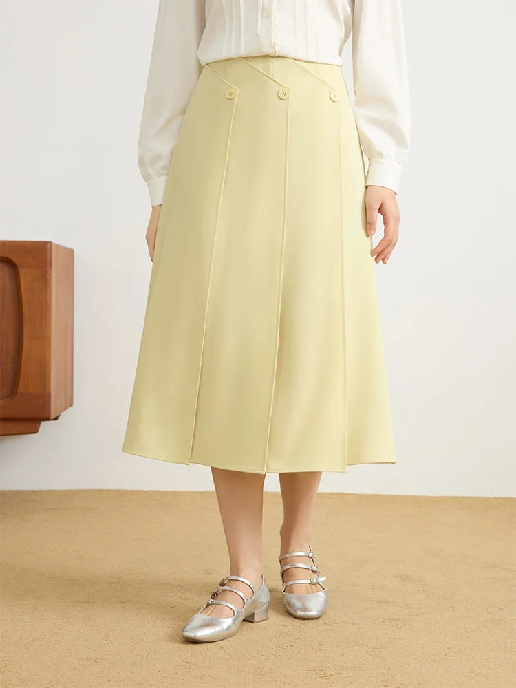 DUSHU Office Lady Design Sense Upright Diagonal Patch Skirt 2025 Spring New Commuter A-line Skirt Casual Loose Skirts 25DS81310