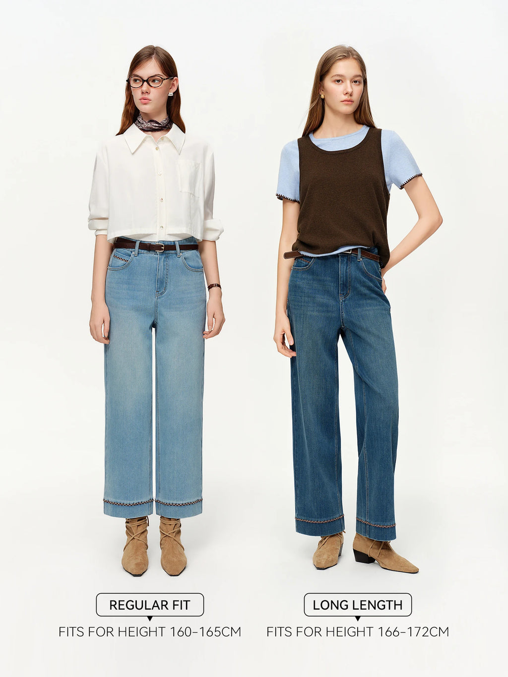 DUSHU Double-length Jeans Women High-waisted Slim-fit Classic Baguette Pants High Waist Elegant Office Lady Spring Trendy
