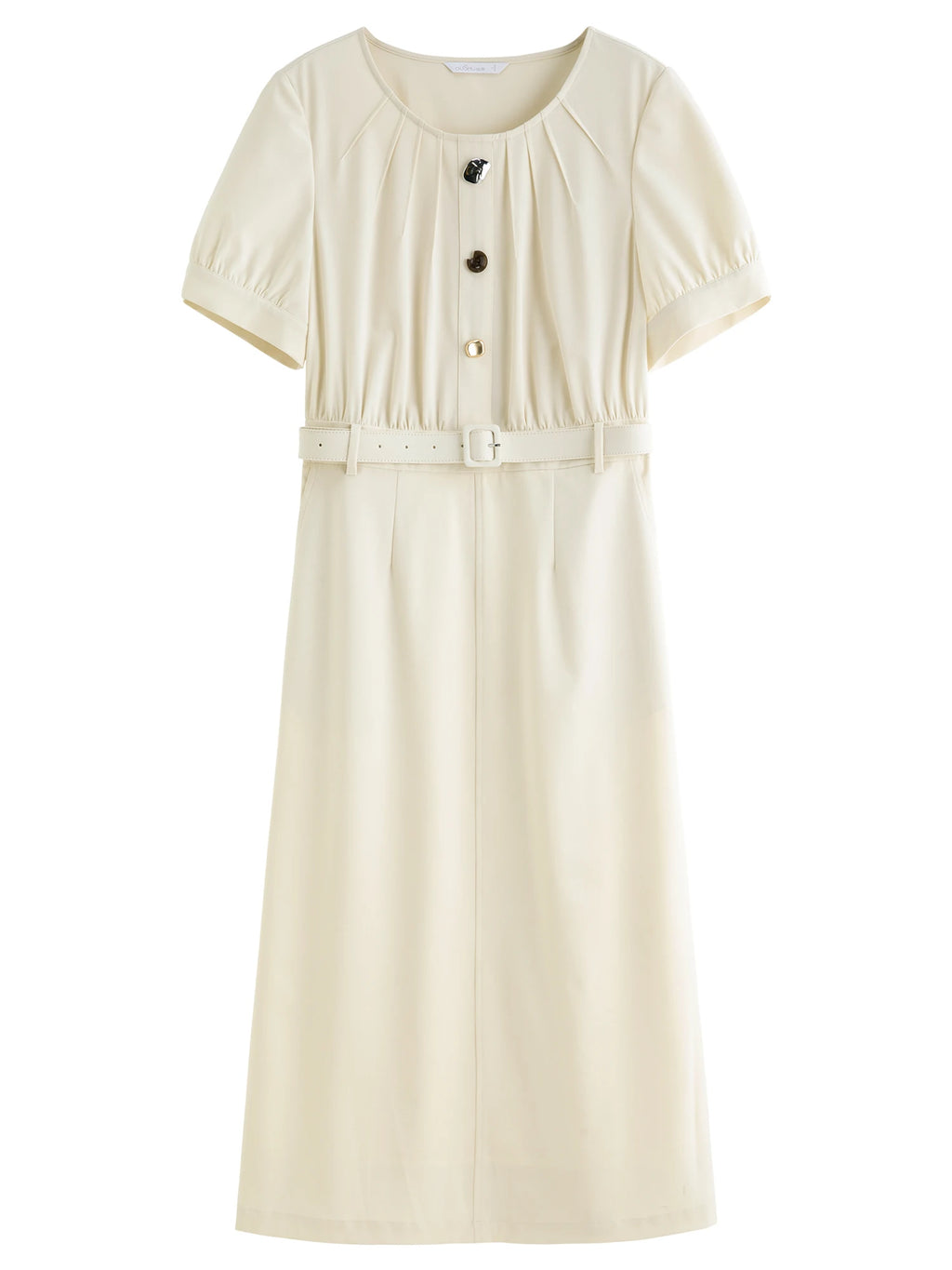 DUSHU Summer 2025 Textured Shift Dress - Fluid Waist Streamlined Silhouette Round Neck Resort to Office