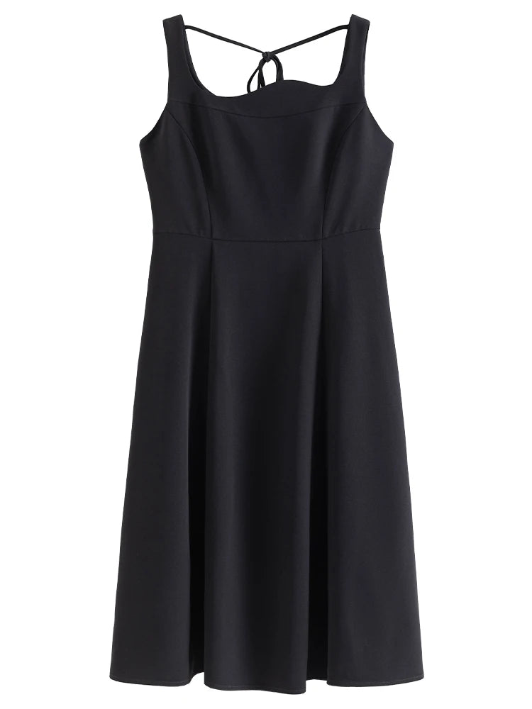 DUSHU Corrugated Collar French Style Classic Short-Sleeved Black Dress For Women 2024 Summer New Design Dress24DS82284 24DS82310