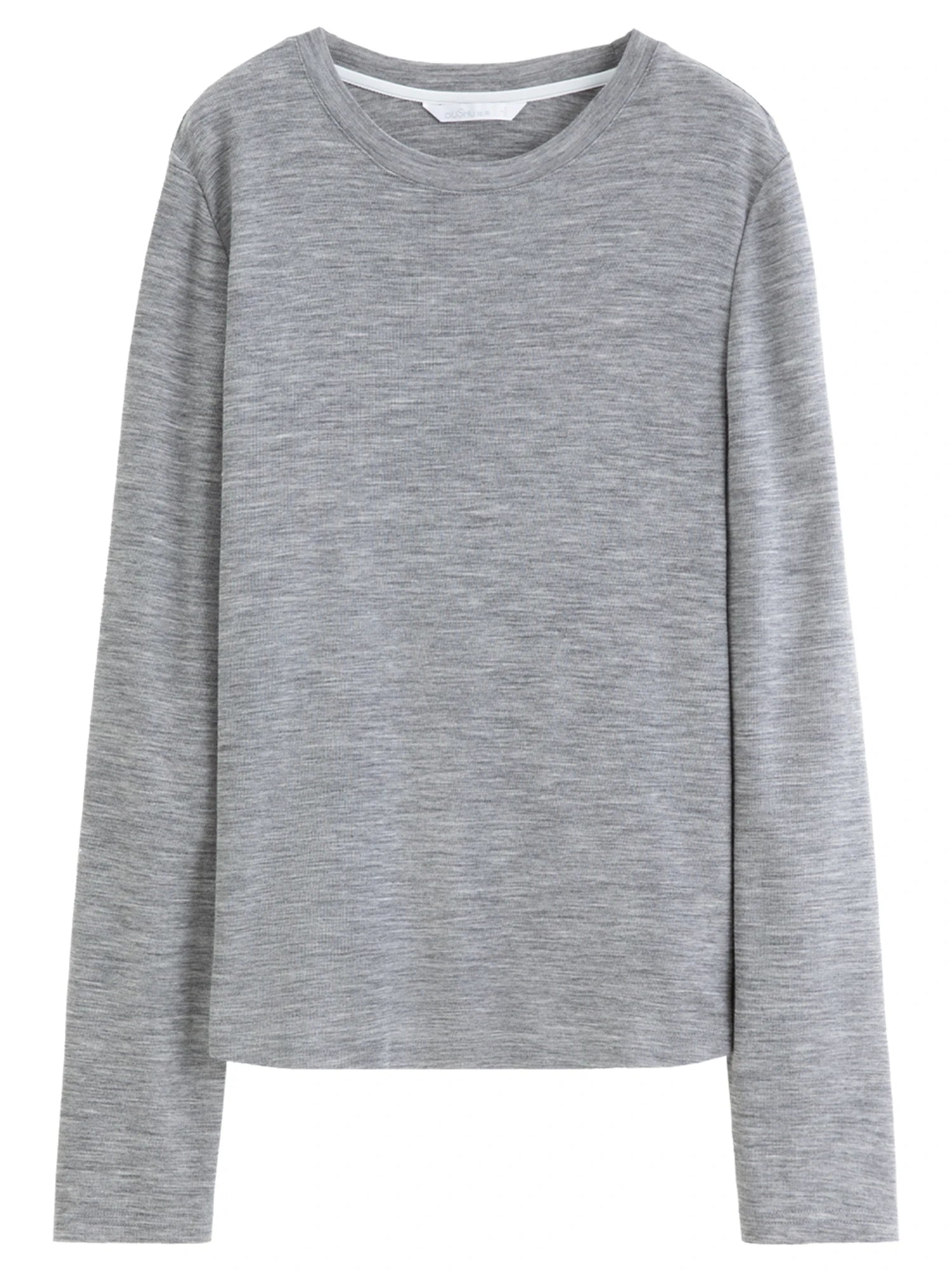 DUSHU Women's Green and Gray Contrasting Color Layered Two-Piece Knit T-Shirts Spring 2026 New Arrival Fashion Long Sleeves Tops