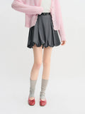 DUSHU Plus Size Ballet Style Bud Short Skirt for Women 2025 Autumn New Arrival Sweet A-line Chic Gray Skirt 25DS83079