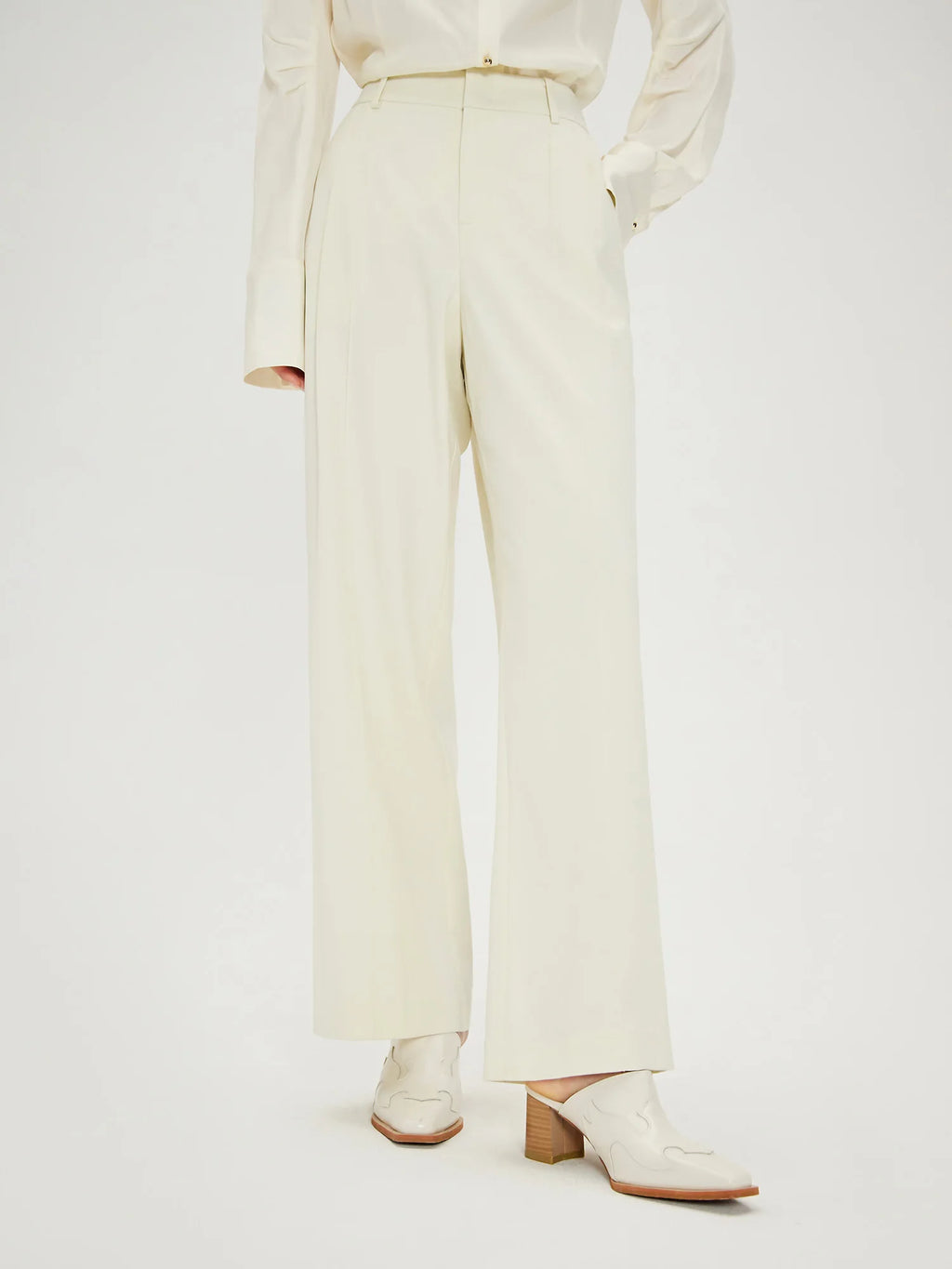 DUSHU Office Lady Wool Straight Leg Casual Pants 2024 Autumn New Women's Loose Wide Leg Slimming High Waisted Pants 24DH83015