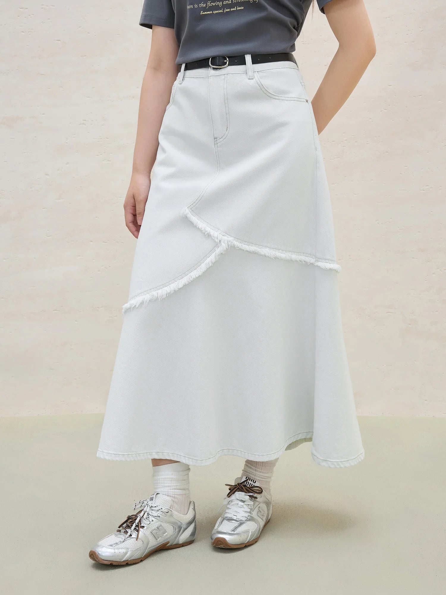 DUSHU Plus Size Women Skirt 2025 New Arrival Fashion Pure Cotton Denim Skirt Summer Design Versatile Slim Chc Skirt 25DS82344