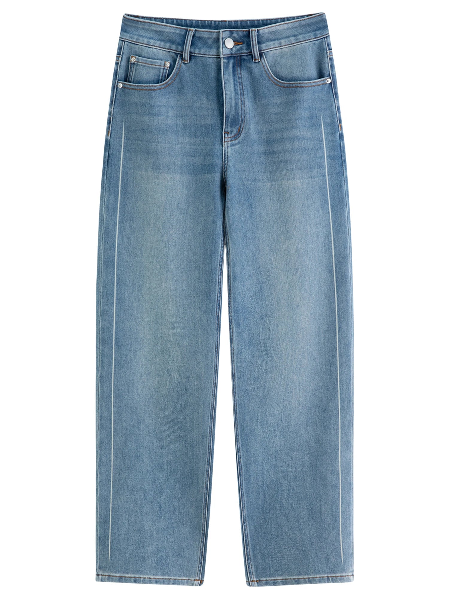 DUSHU Plus-Size Perfectly Stretchy Jeans Slimming Straight Leg with Flared Cone Shape Fall 2025 Fashionable 25DS83172+25DS83196