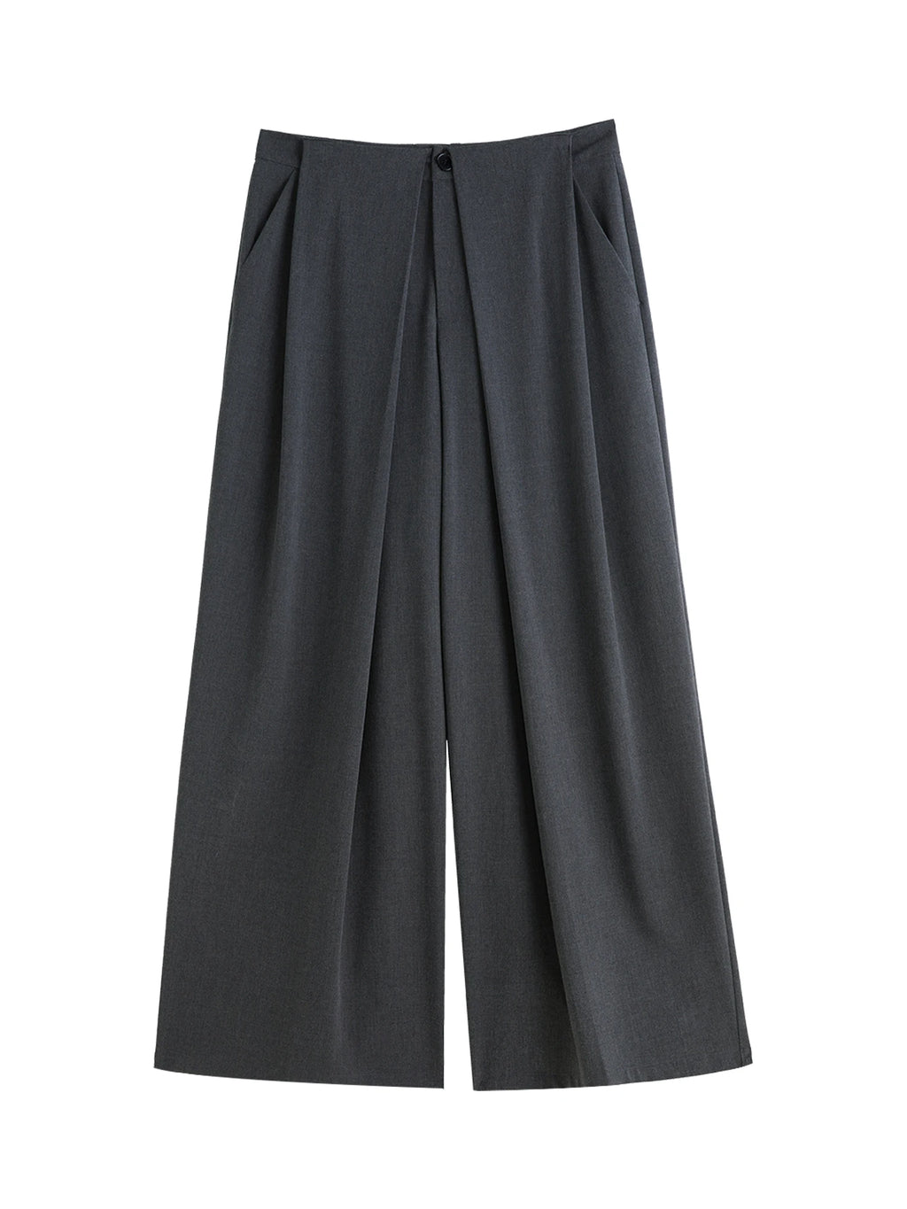 DUSHU Unique Design Pleated Gray Loose Versatile Wide-Leg Suit Pants 2024 Autumn New Cleanfit Versatile Casual Pants 24DH83002
