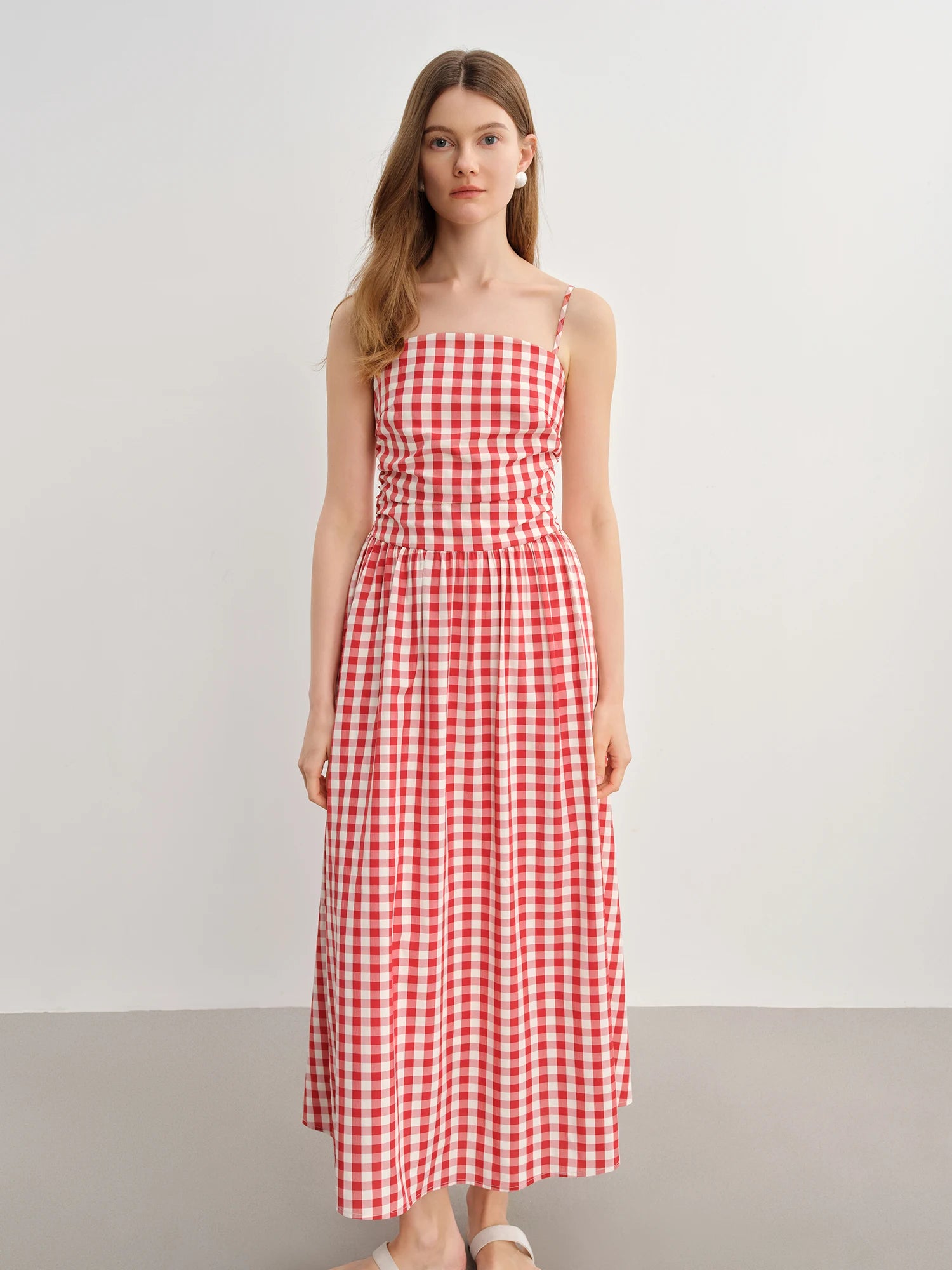 DUSHU Plus Size Women French Vintage Chic Dress 2025 Summer New Arrival Waist Flattering Strapless Dress 25DS82855+25DS82826
