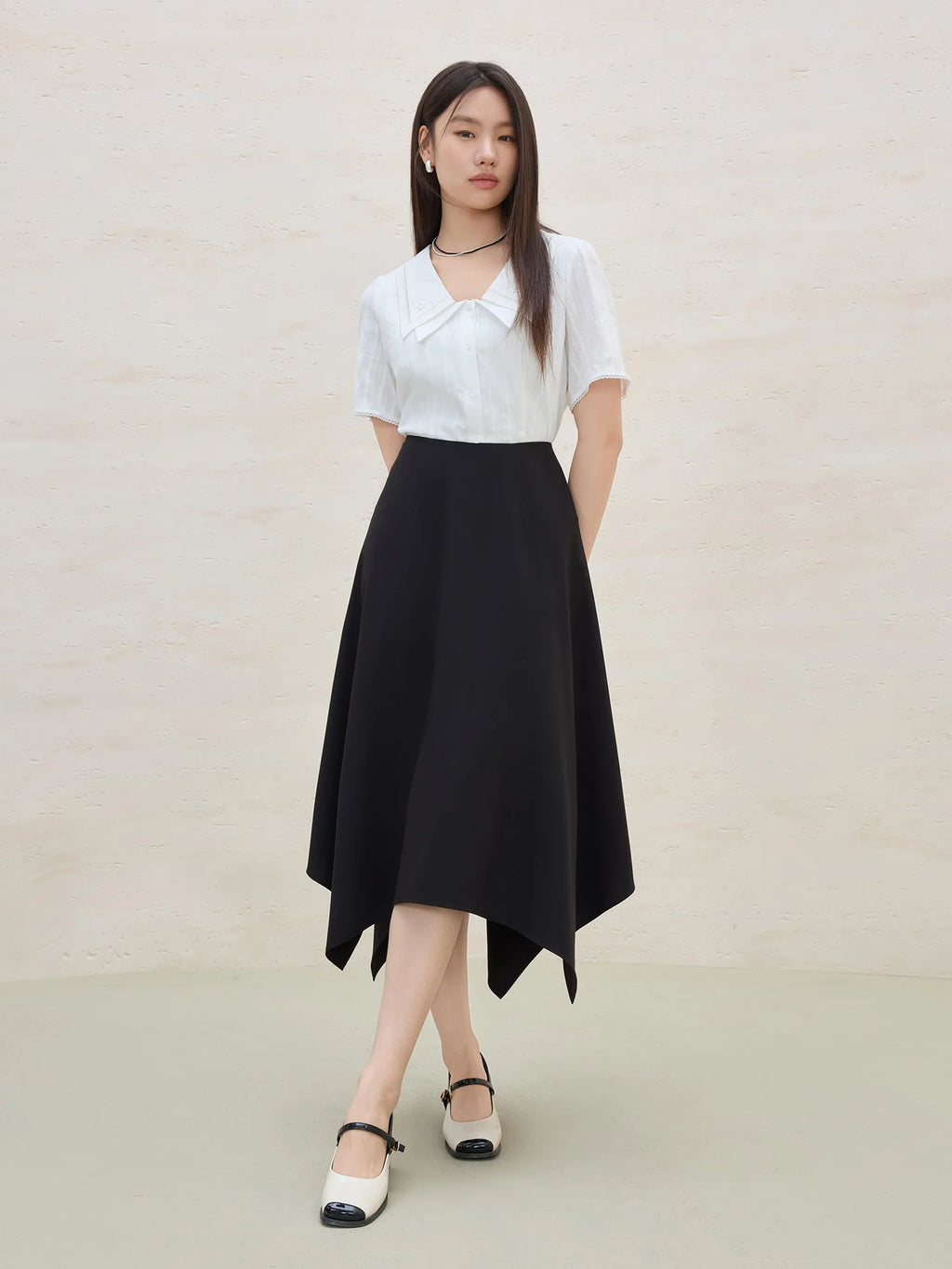 DUSHU Plus Size Double-layer Doll Collar Hollow Embroidery Blouse For Female 2025 Summer New Commuter Fashion Shirt 25DS82220