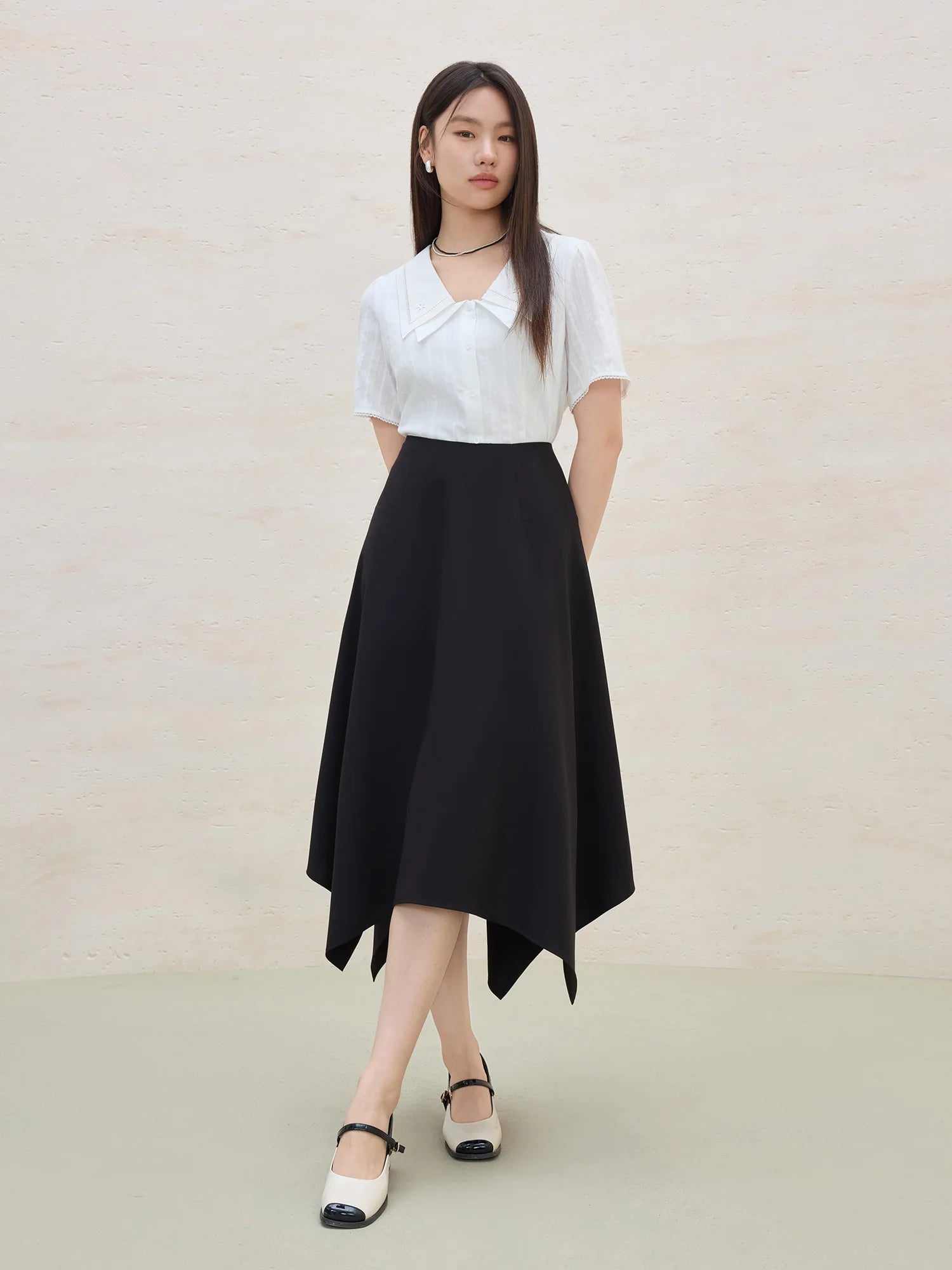 DUSHU Plus Size Double-layer Doll Collar Hollow Embroidery Blouse For Female 2025 Summer New Commuter Fashion Shirt 25DS82220