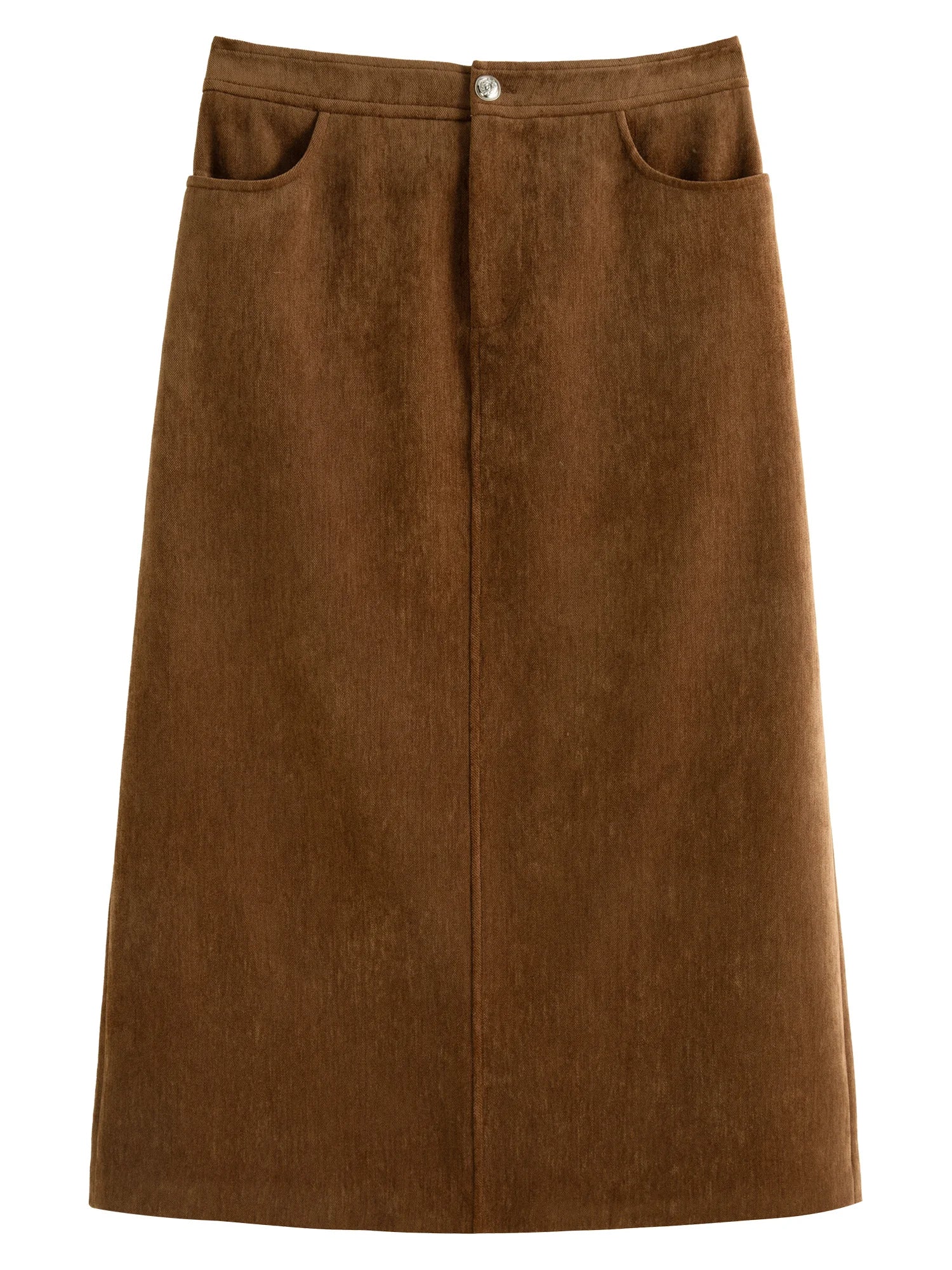 DUSHU Women Vest Sets Brown Short Vest Coats Back Elastic Waist Long A-LINE Skirt Pullover Tops 24DS84604+24DS84605+24DS84606