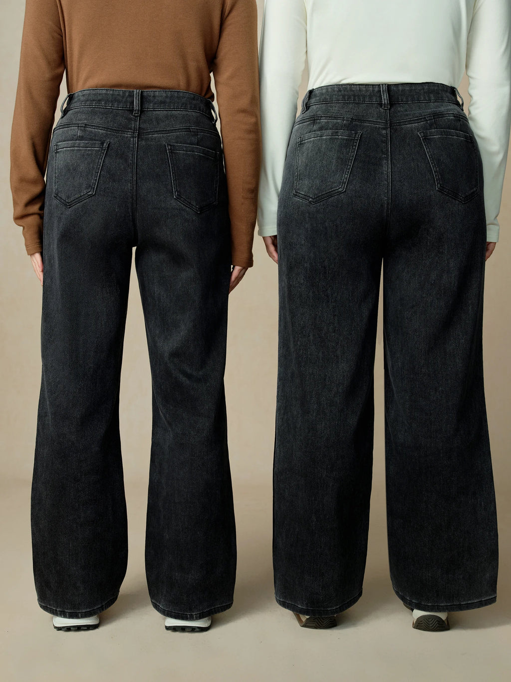 DUSHU Women Winter Thick Jean Pear Shape Apple Shape Female Denim Black Straight Pants 24DX84504+24DX84214+24DX84505+24DX84496