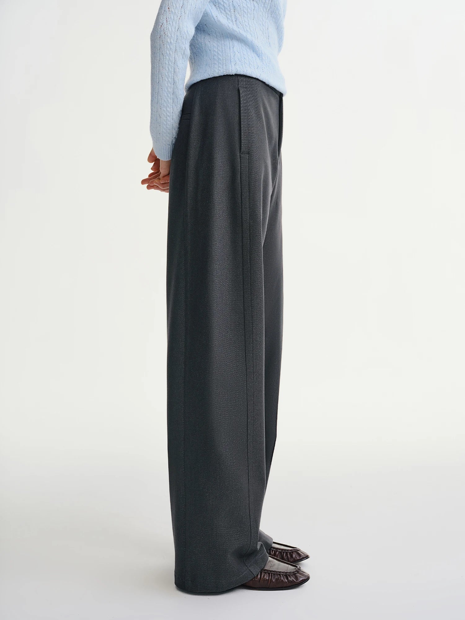 DUSHU Plus-size Women's Career Advancement Tailored Slightly Flared Pants Winter High-waisted Flattering Straight-leg Casualwear