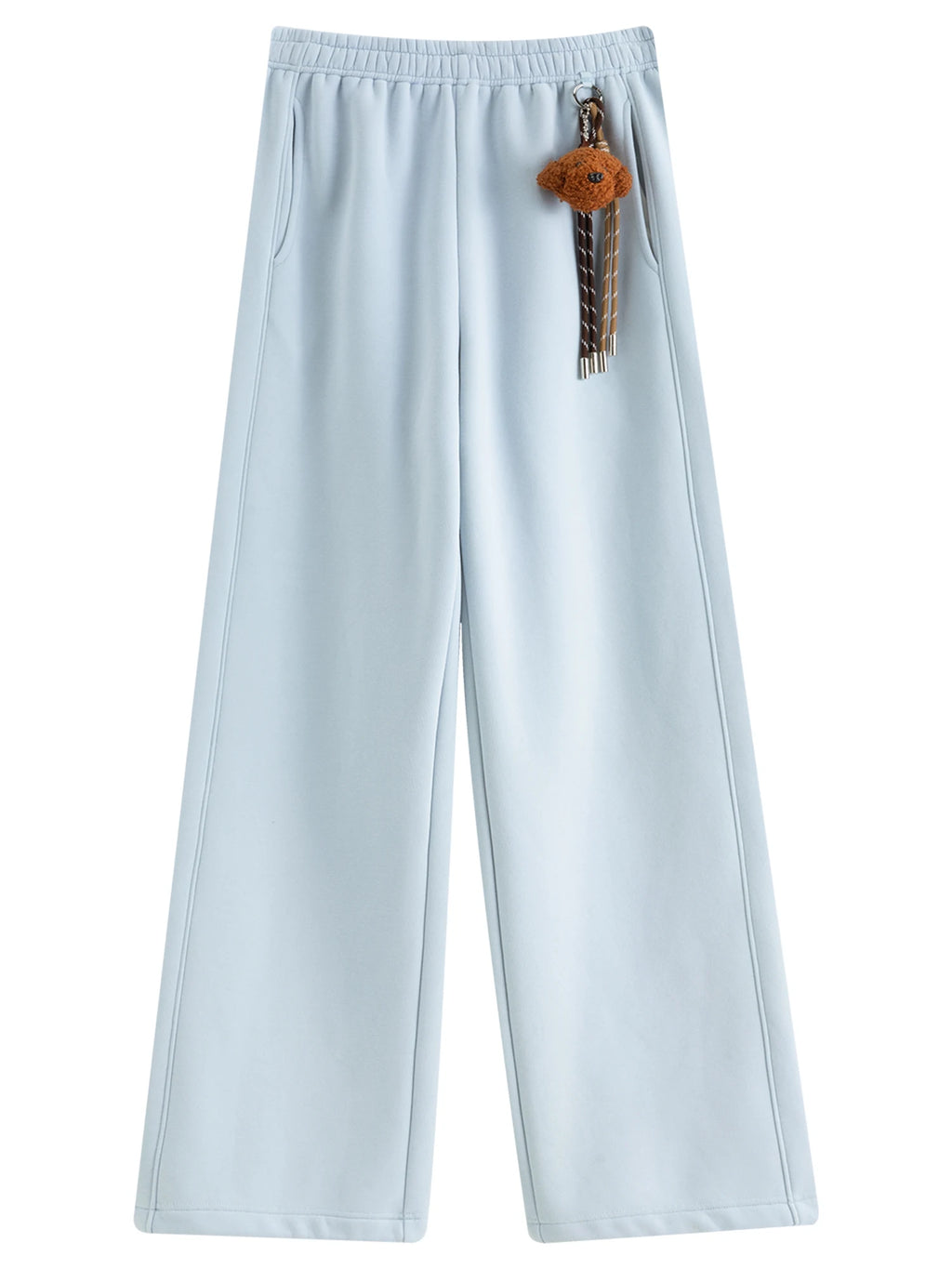 DUSHU Plus-Size Women Fashion Sweet Heart Stylish Fleece-Lined Elastic Waist Straight Leg Athletic Pants 2025 Winter New Arrival