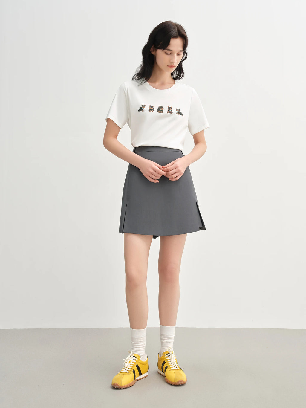 DUSHU 2025 Summer Curve-Flattering Office Shorts Skirt-Inspired Hem - Semi-Elastic Waist & Breathable Fabric for Casual Chic