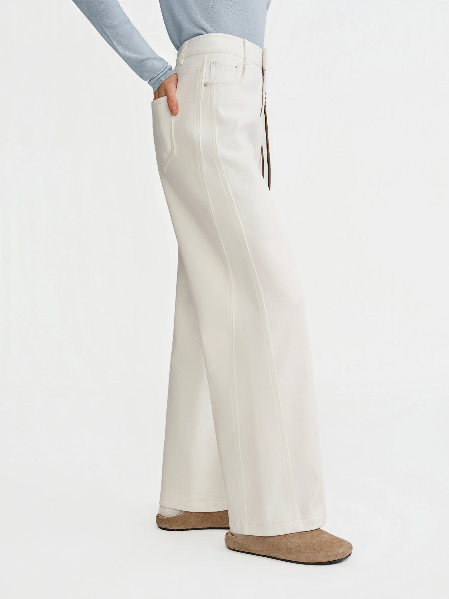 DUSHU Plus-Size Women's Fleece-Lined High-Waisted Jeans Flattering Winter Commute Outerwear Pants 2025 New Arrival Thick Jeans