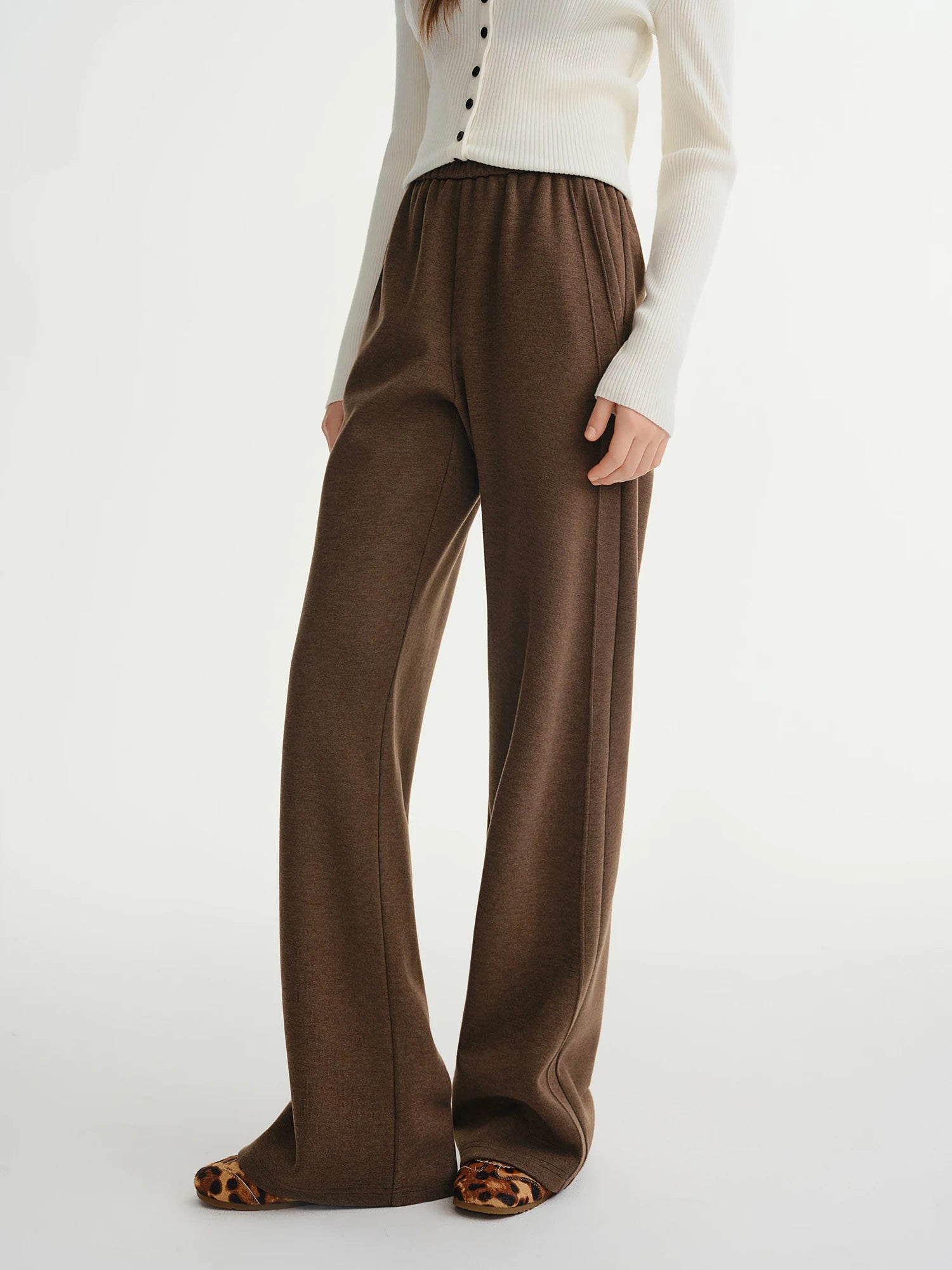 DUSHU Plus Size Women's Elastic Waist Relaxed Fit Fashion Wide Leg Casual Pants 2025 Winter New Arrival Cloud Layers Collection