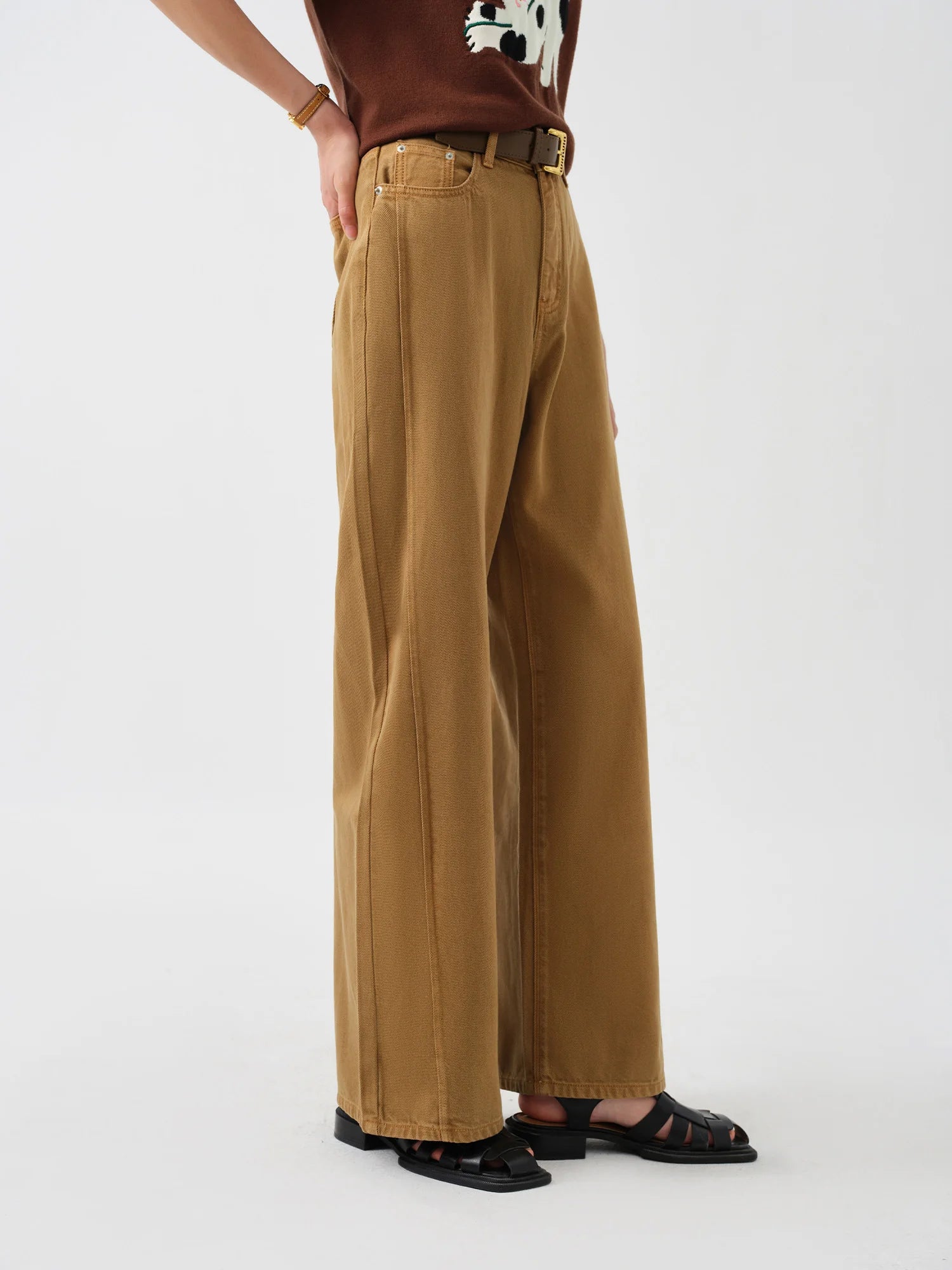 DUSHU Women Jeans【3 Colors】Autumn High Waist Straight Female Jeans 2024 Fall Denim White Long Trouser Pink Pants 24DS83017