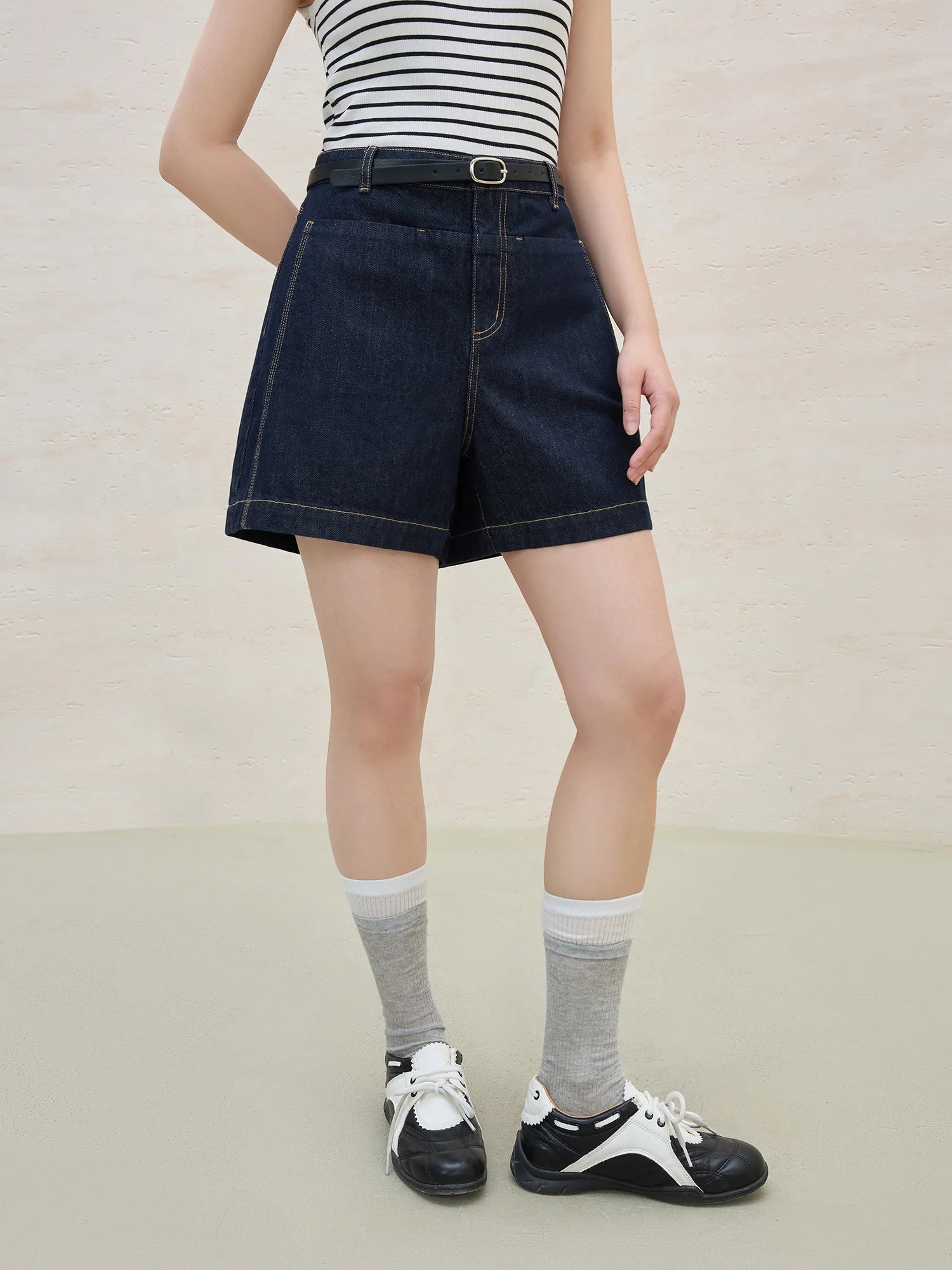 DUSHU Plus Size Original Color Denim Shorts For Women 2025 Summer New Arrival Commuting High Waist Slim Jeans Shorts 25DS82060
