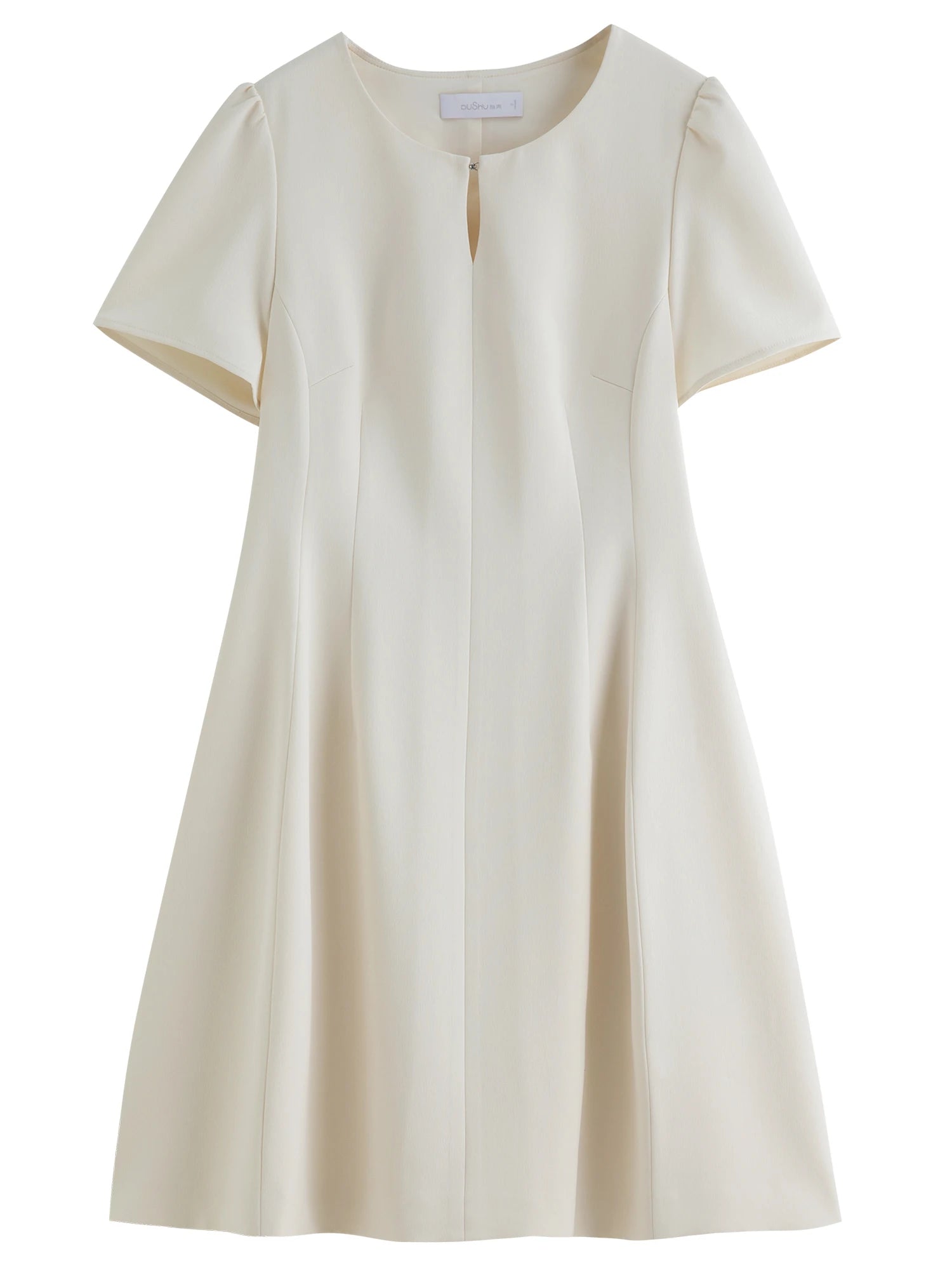 DUSHU Women Dress Short Long Two Styles French Temperament Style Simple Dress 2025 Summer New Design Casual Versatile Dress