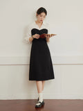 DUSHU Large Size Tulip Skirt Double Version Dress for Women Black and White Splicing Slim Spring New Style Commuter Dress Female