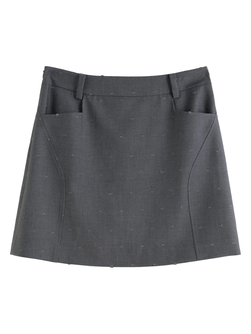 DUSHU Plus Size Women's Commuting Elegant Style Gray Skirt 2025 Spring New Design High Waist Versatile A-line Skirt 25DS81062