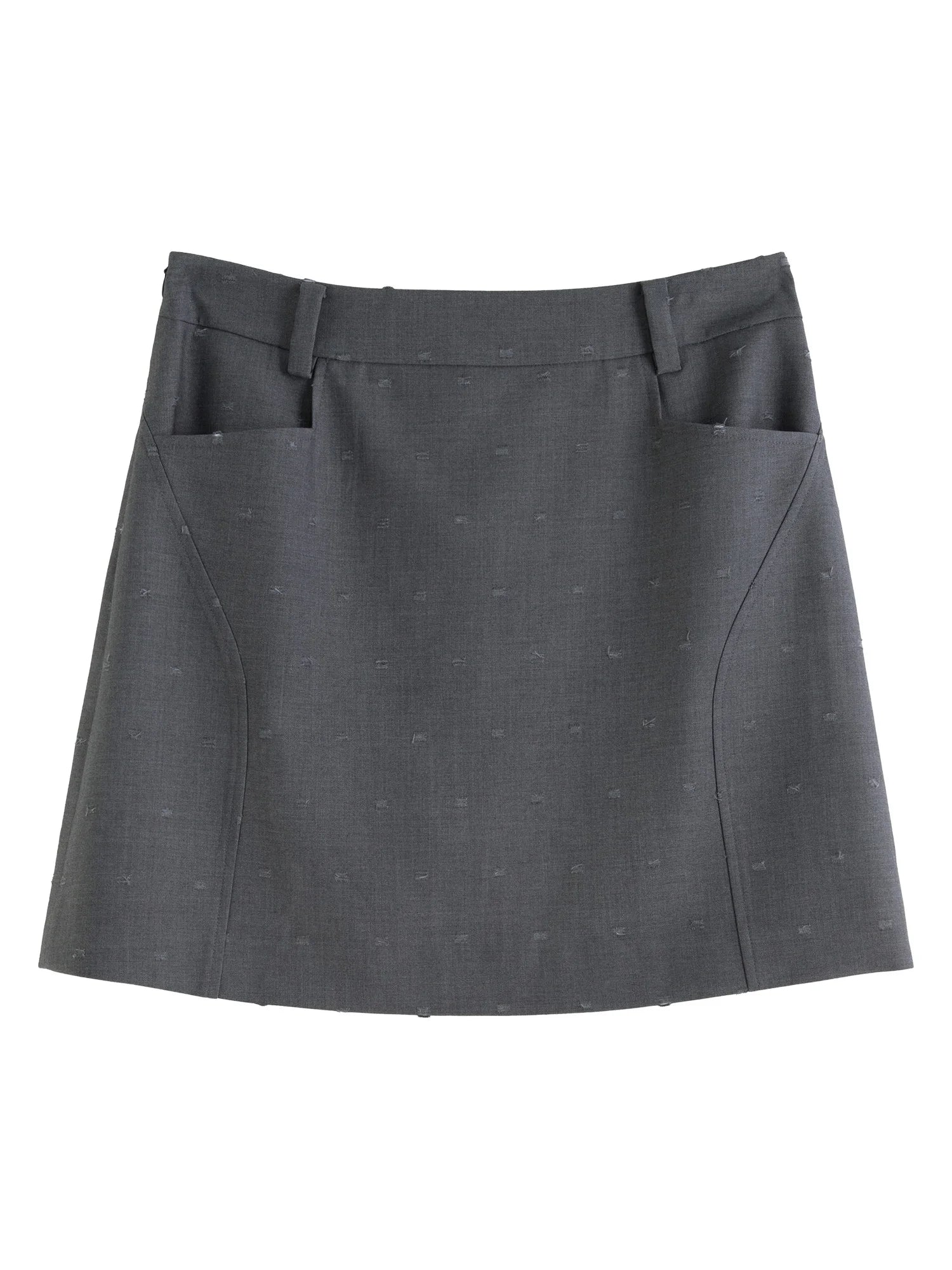 DUSHU Plus Size Women's Commuting Elegant Style Gray Skirt 2025 Spring New Design High Waist Versatile A-line Skirt 25DS81062