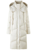 DUSHU Plus Size 239-268G Filling Amount Women's Long Beige Down Jacket 2024 Winter New Warm Cold Resistant Down Jacket 24DS84077