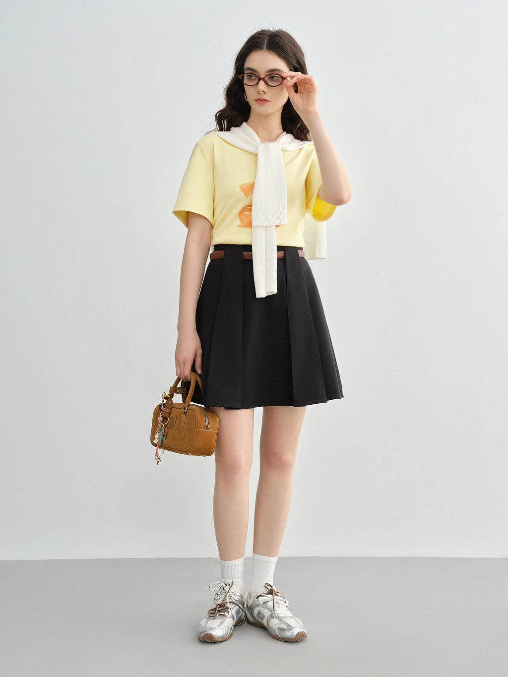 DUSHU Plus Size High Waist Pleated Casual A-line Short Skirt 2025 Summer Slightly Design Mini Skirt 25DS82349
