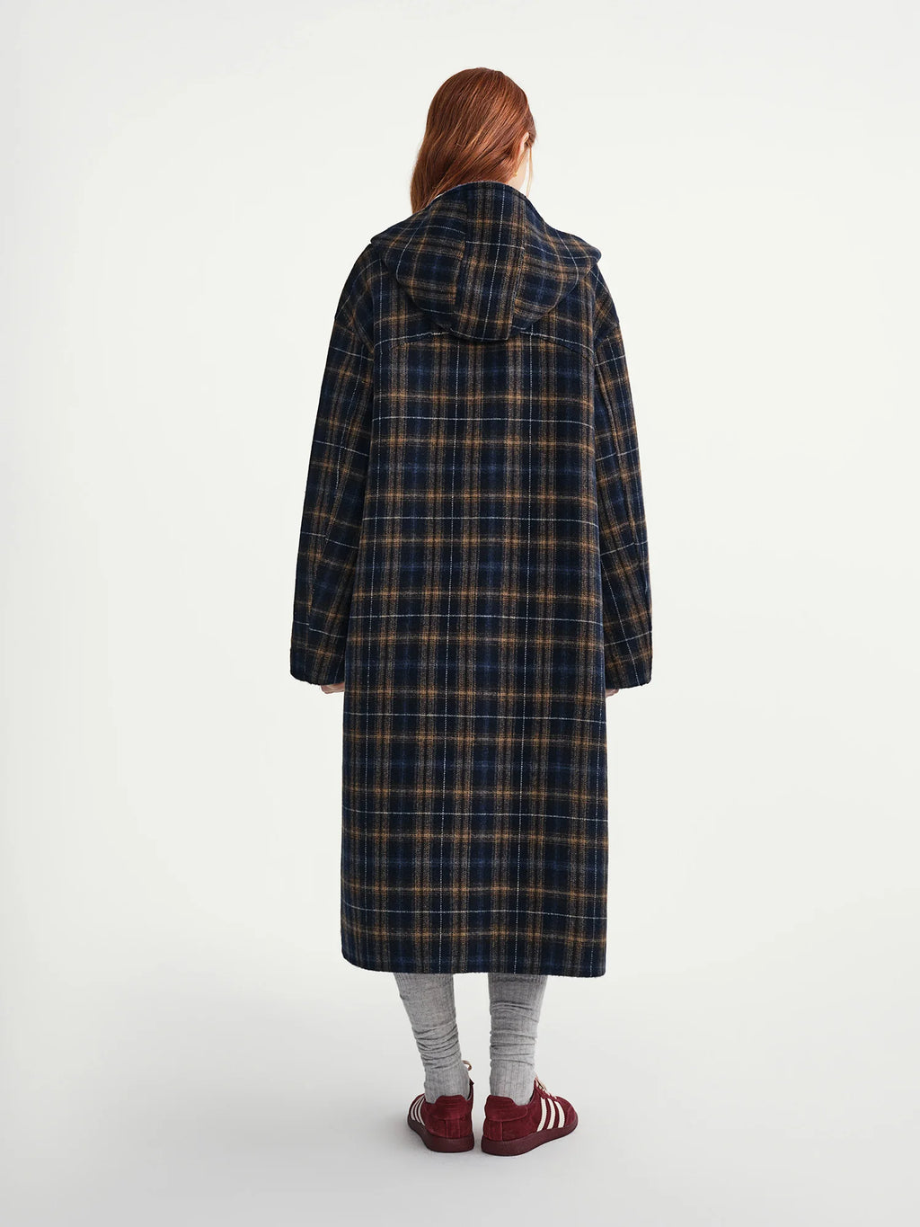 DUSHU 2025 Women's Reversible Hooded Wool Blend Coat Double Faced Trench Parka British Style Outerwear Casual Long Sleeve
