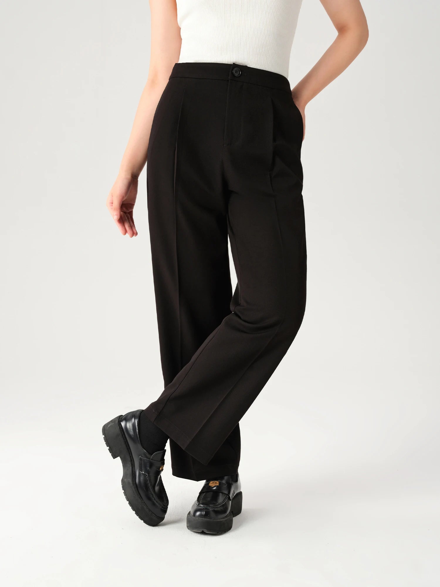 DUSHU Commuting All-match Casual Pants For Women 2024 Autumn New Design Black Trousers For All Body Type