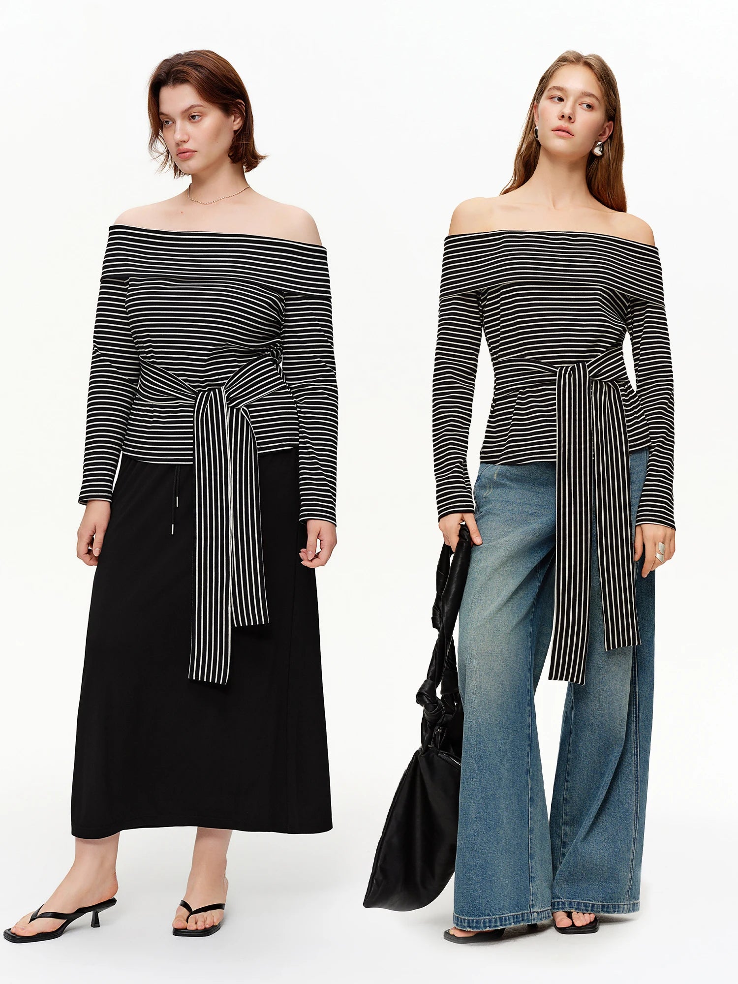 DUSHU 2026 Spring Women's Lapel Collar Off-Shoulder Relaxed Fit T-Shirt - Casual Lazy Style Comfortable Top for Daily Wear