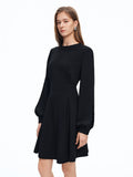 DUSHU 2026 Spring Women's French Waist Dress, Black Bodycon Mini Dress A-line Midi Dress Office Chic Retro Minimalist Style