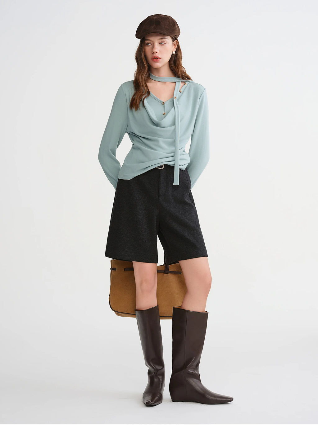 DUSHU Plus Size Women Winter Autumn Wool Blend Shorts Fashionable Versatile Simple Casual Pants Officelady Chic Outfits