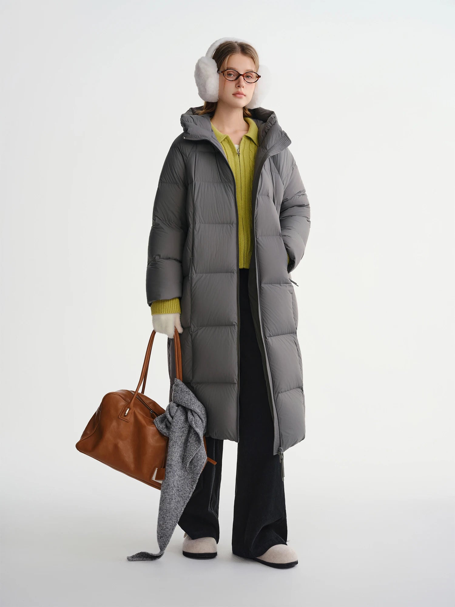 DUSHU Straight High Waist Slim Fit Casual Pants Women Wool Warm Winter Leisure Basics All-match Simple Commuting