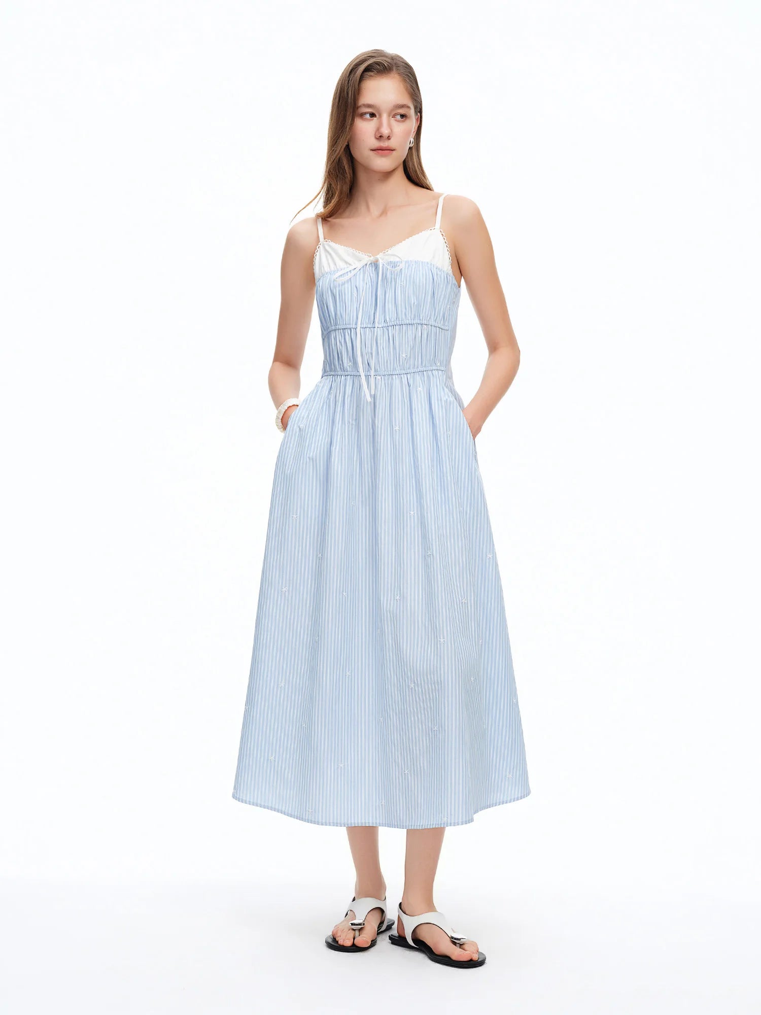 DUSHU 2026 Summer Women's Smocked Panel Spaghetti Strap Dress - Elegant Floral Mini for Vacation and Date Night