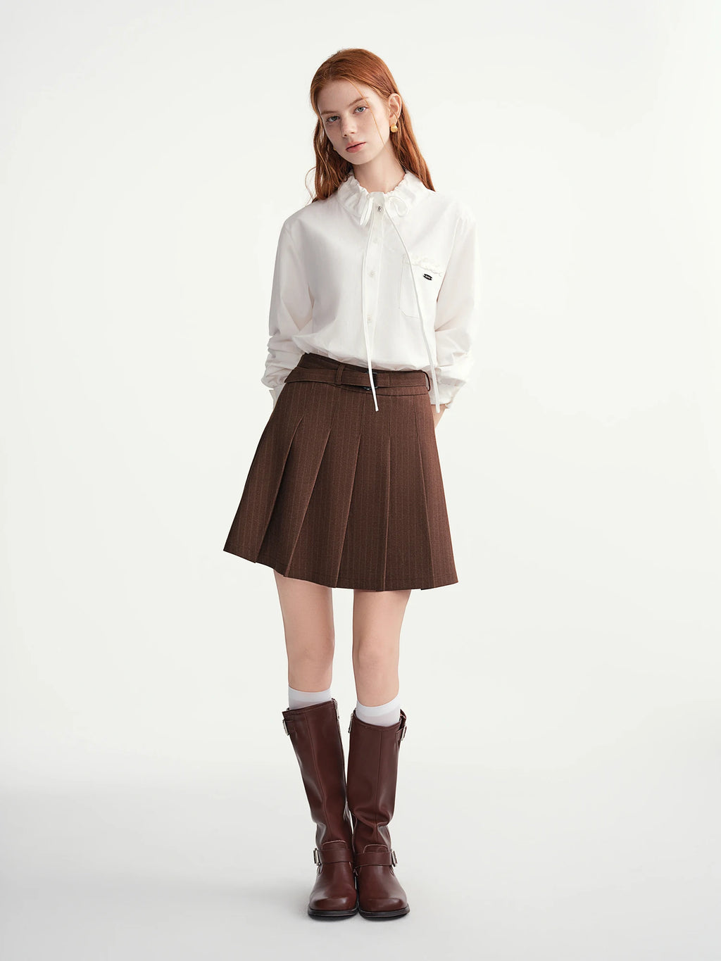 DUSHU Plus Size Women Sweetly Crinkled' White Woodland Collar 100% Cotton Shirt Comfortable 2025 New Arrival Retro Design Blouse