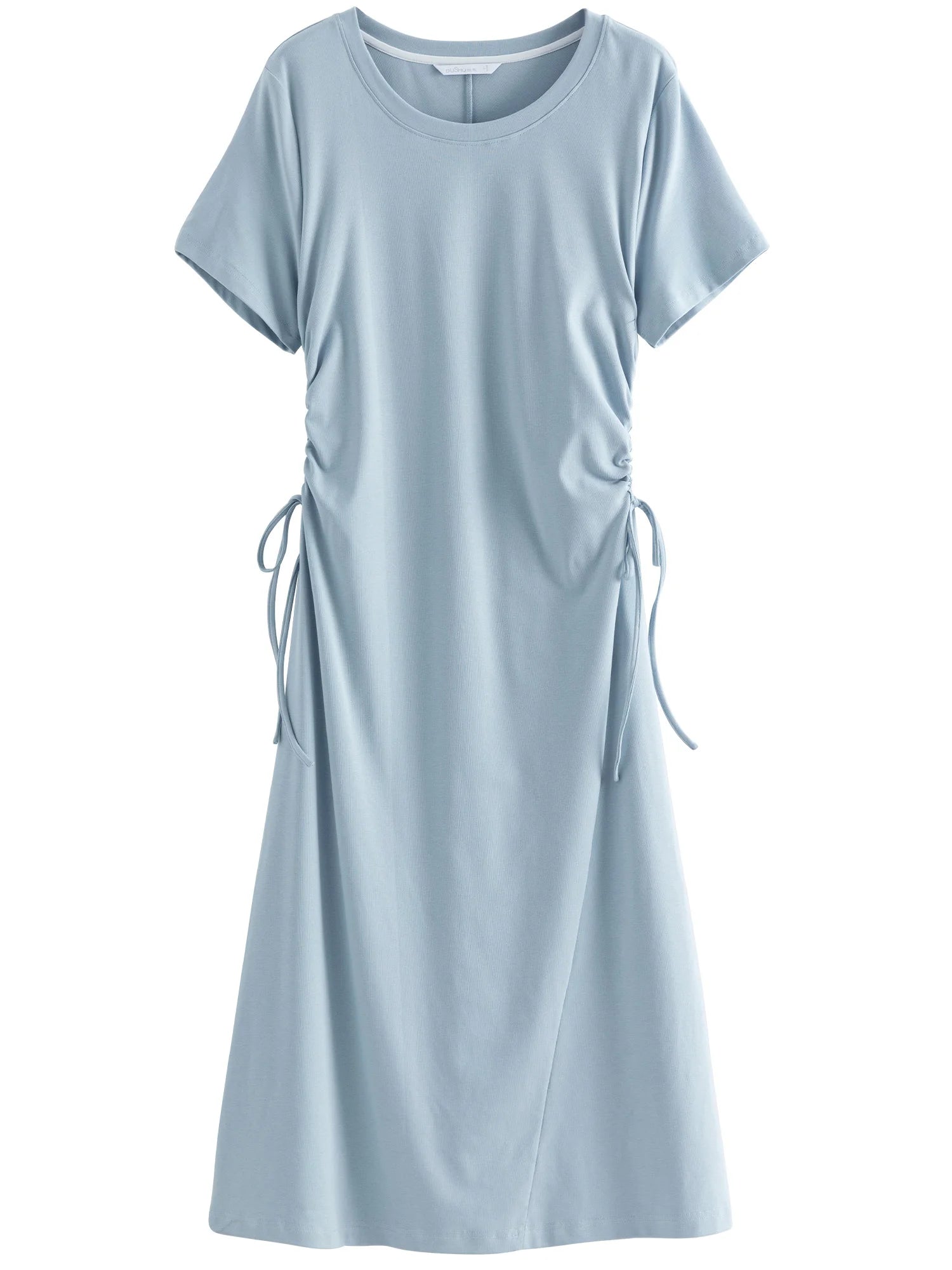 DUSHU【3 Colors】Women T-Shirt Dress Round Neck Casual Female Spring New Long Simple Dresses Pink Dress 24DY82827