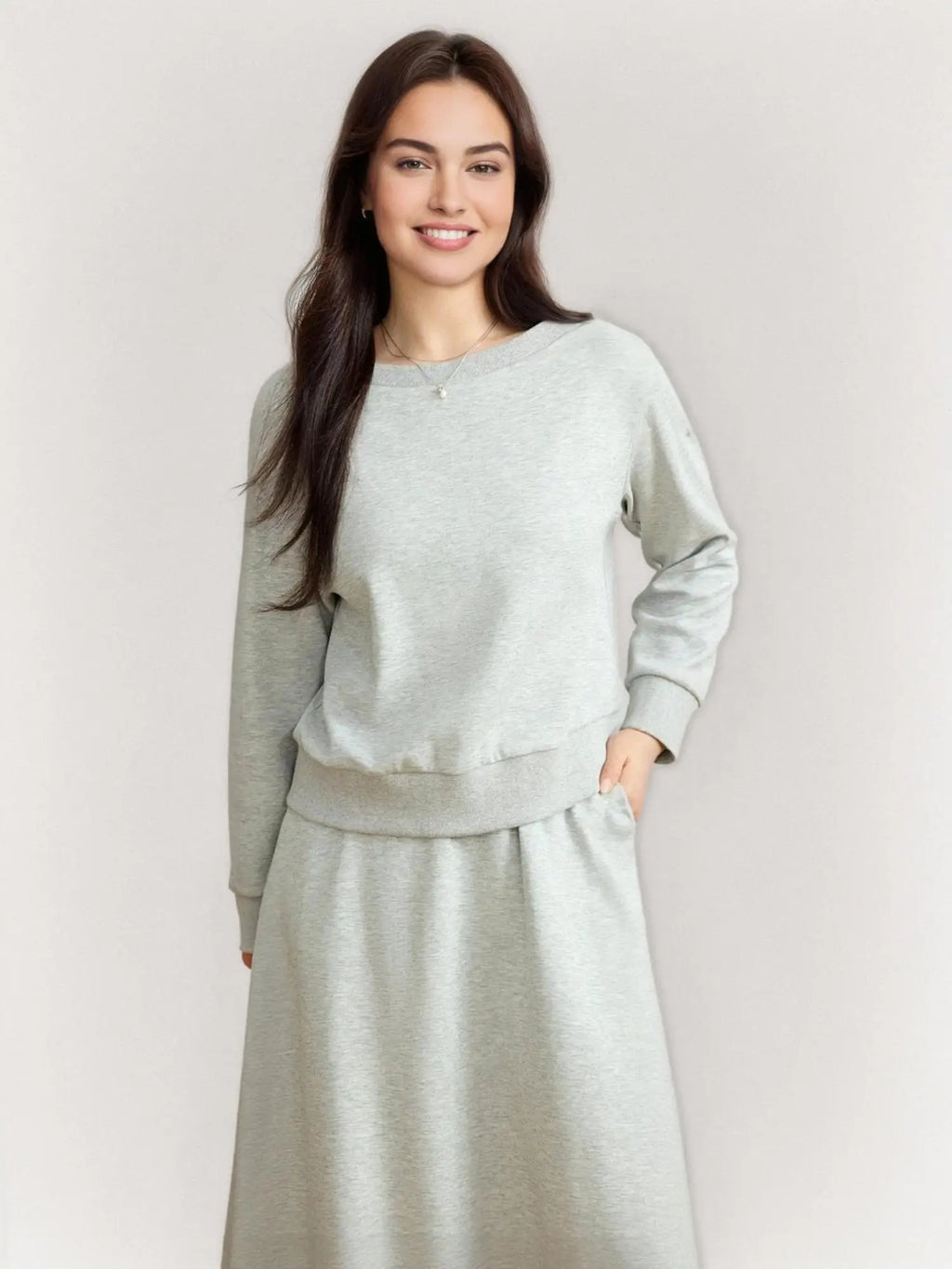 DUSHU Off-shoulder Collar Sweater Skirt Set 2025 Spring Summer Elegant Style All-match Commuter Pullover Top High Waist Skirt