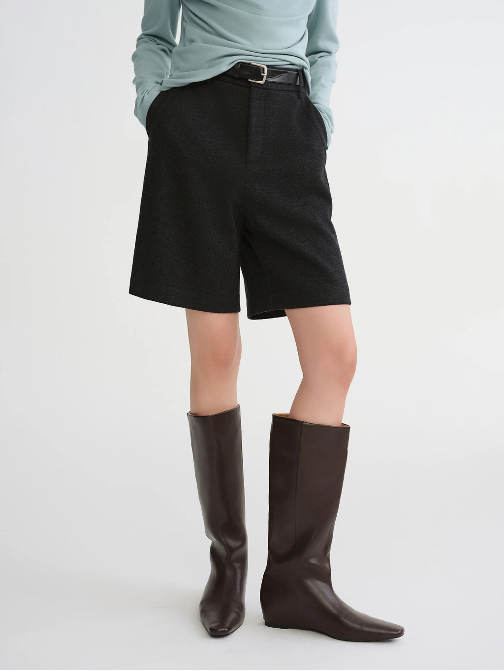 DUSHU Plus Size Women Winter Autumn Wool Blend Shorts Fashionable Versatile Simple Casual Pants Officelady Chic Outfits
