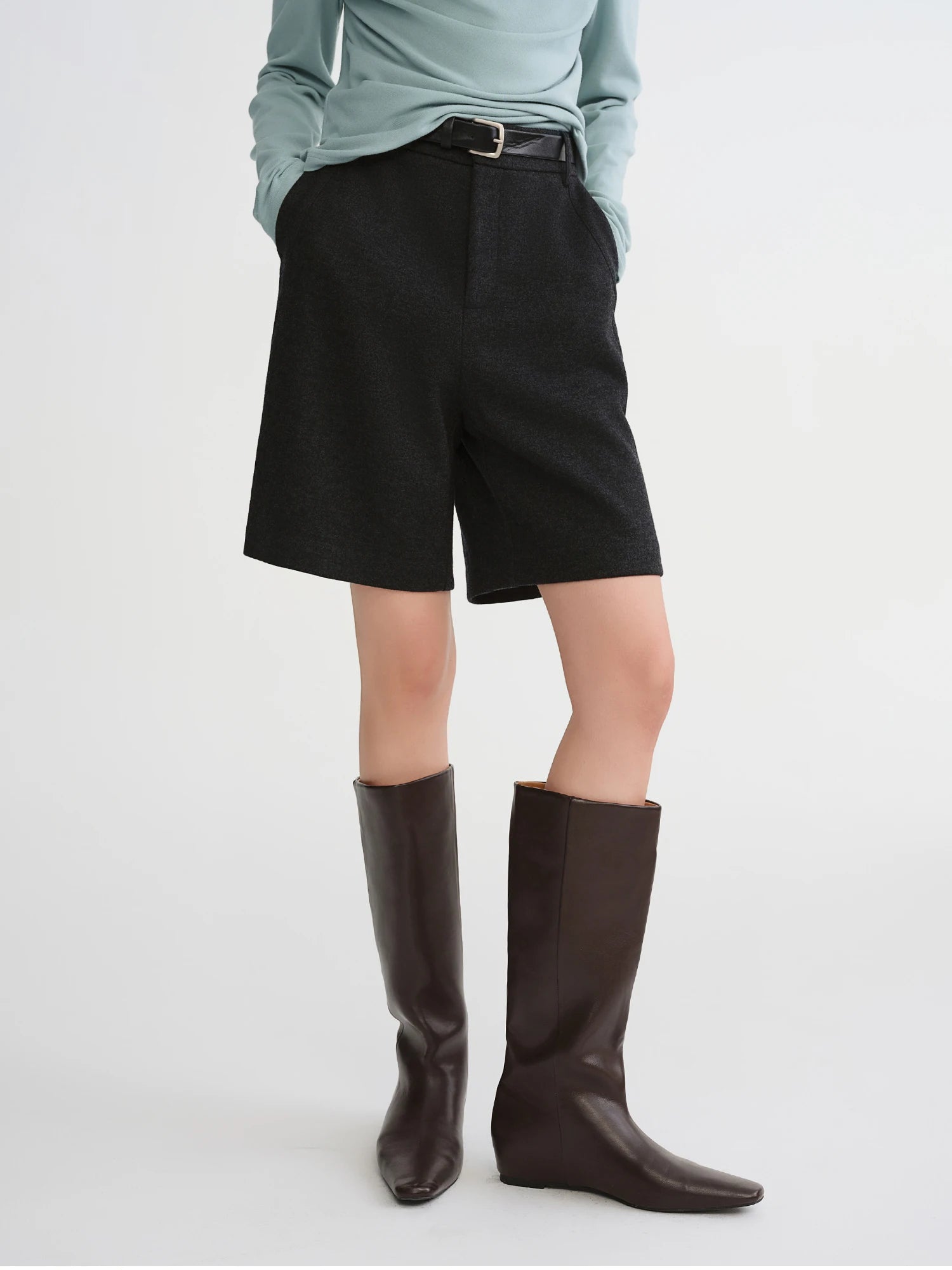 DUSHU Plus Size Women Winter Autumn Wool Blend Shorts Fashionable Versatile Simple Casual Pants Officelady Chic Outfits