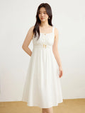 DUSHU French Style Beaded Strappy Suspender Dress For Women 2025 Spring Summer Pear-shaped Fresh Sleeveless Long Skirt 25DS81213