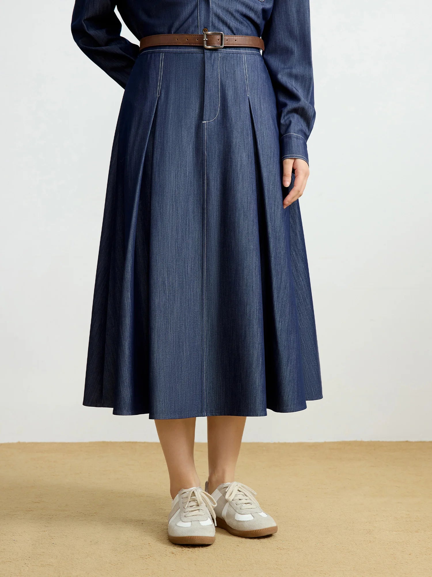 DUSHU Imitation Denim Fashion Suit Women 2025 Spring Summer New Holiday Season Shirt Skirt Versatile Casual Minimalist Outfit