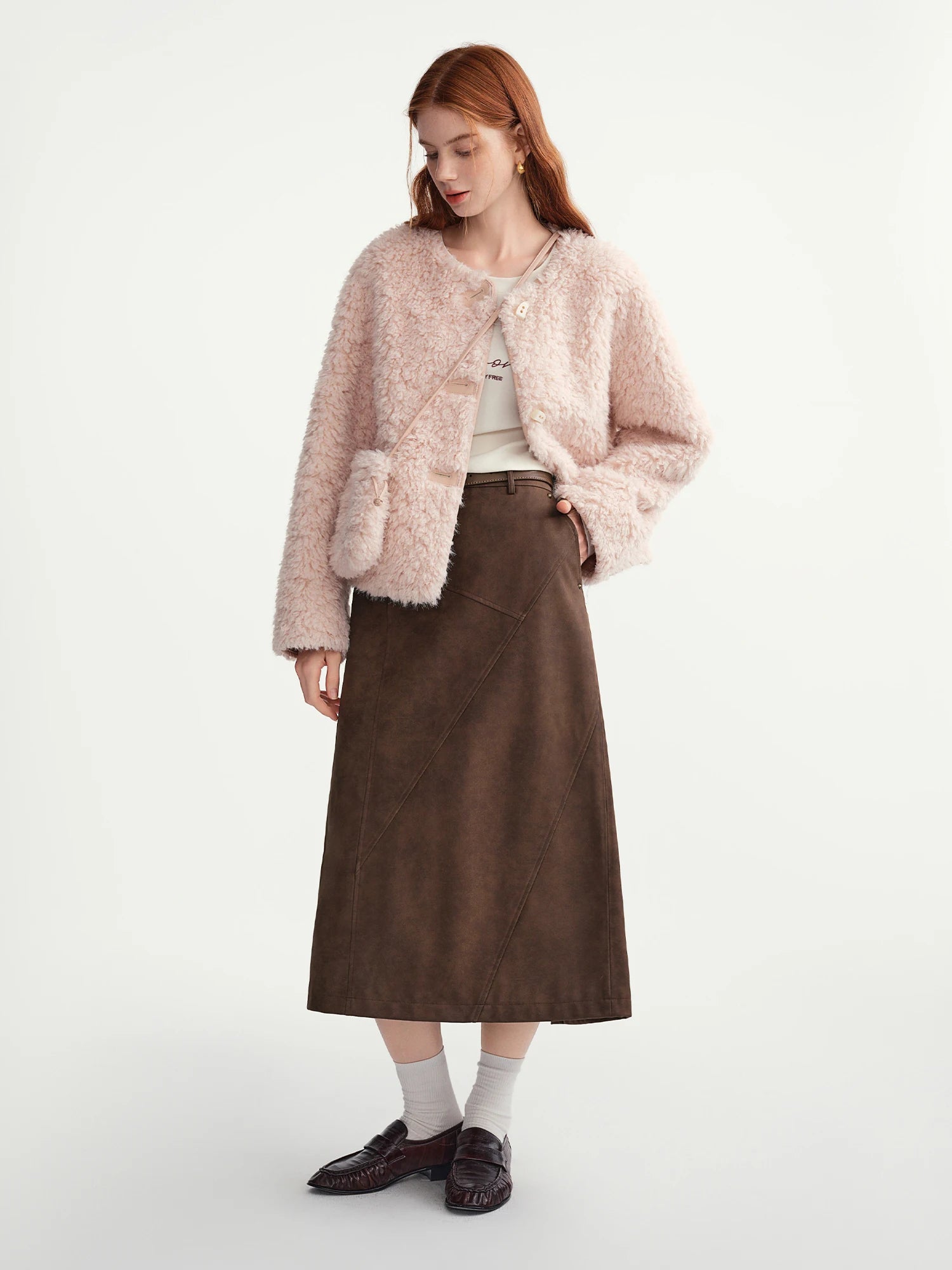DUSHU High Elastic Waist Pleated Skirts Women 2025 Winter New Slim Skirt Commuting Mid-calf Length Solid Korean Style Vintage