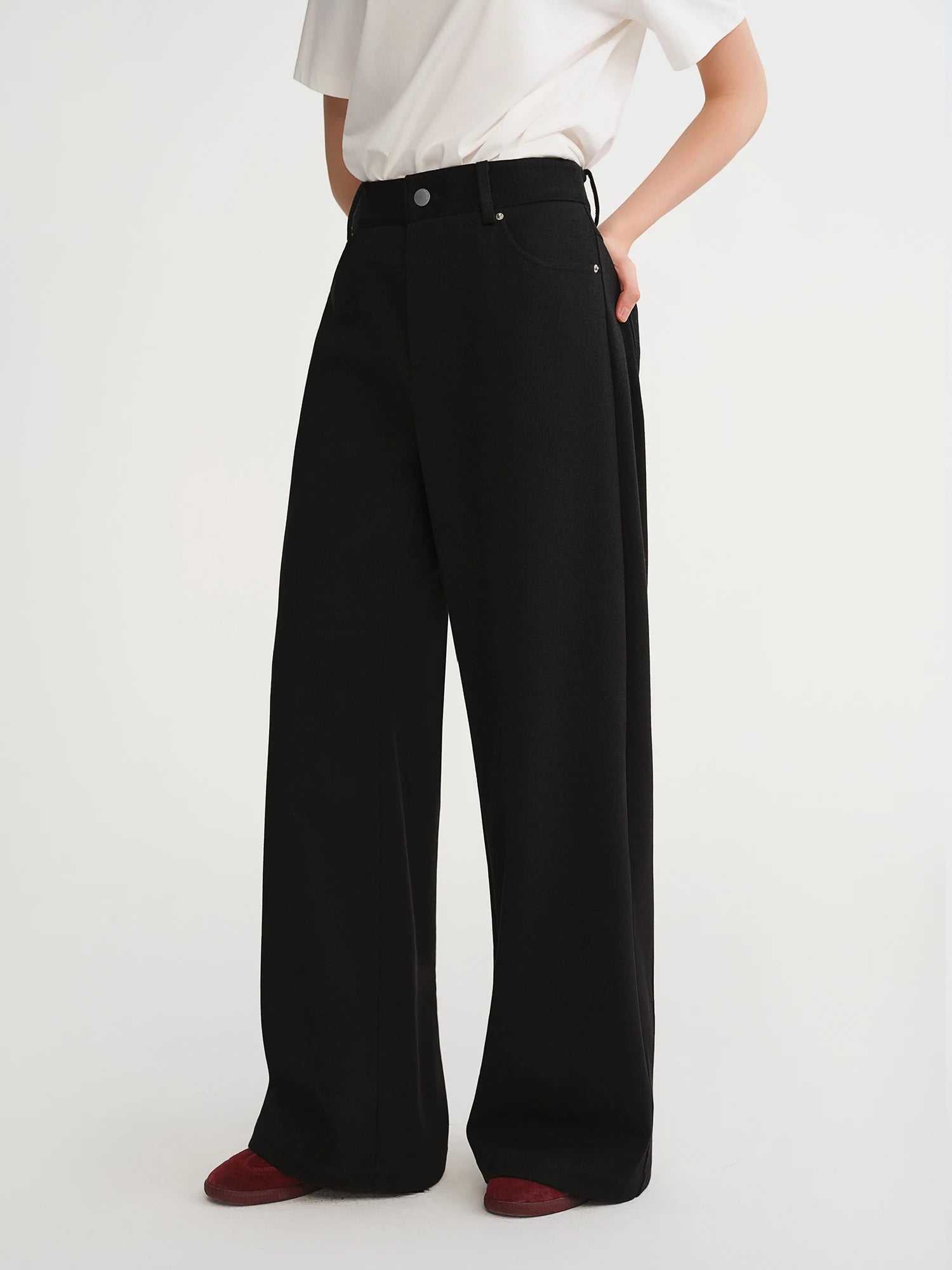 DUSHU Chenille Velvet Wide-leg Casual Pants 2025 Winter Loose Straight Pants Simple Commuting All-match Leisure Warm Soft