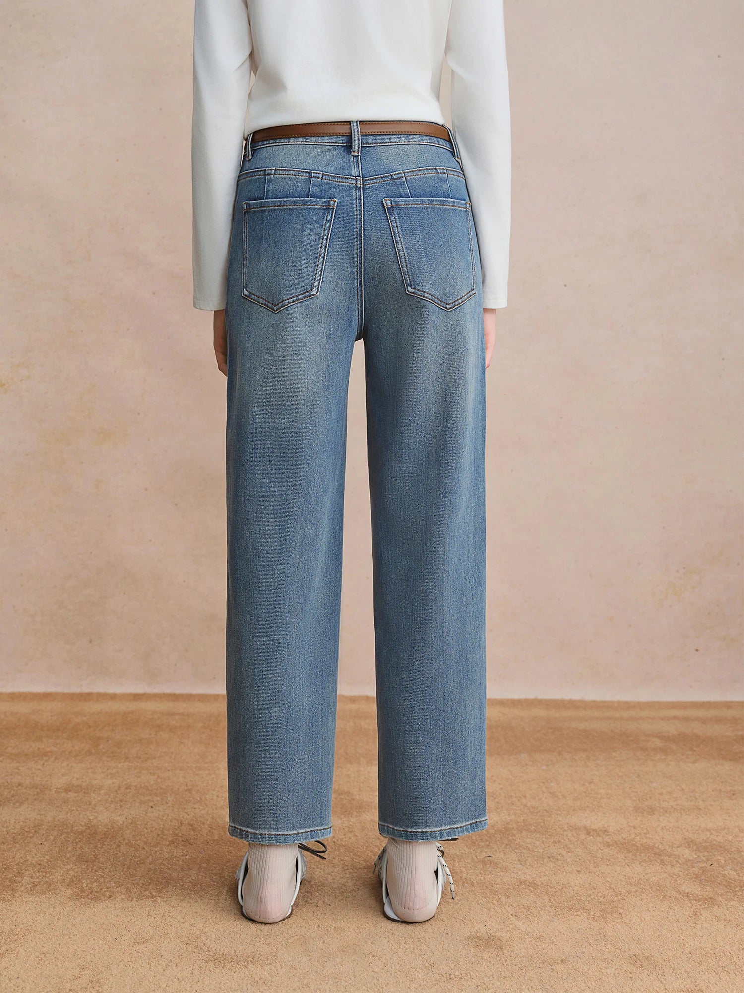 DUSHU Plus-Size Perfectly Stretchy Jeans Slimming Straight Leg with Flared Cone Shape Fall 2025 Fashionable 25DS83172+25DS83196