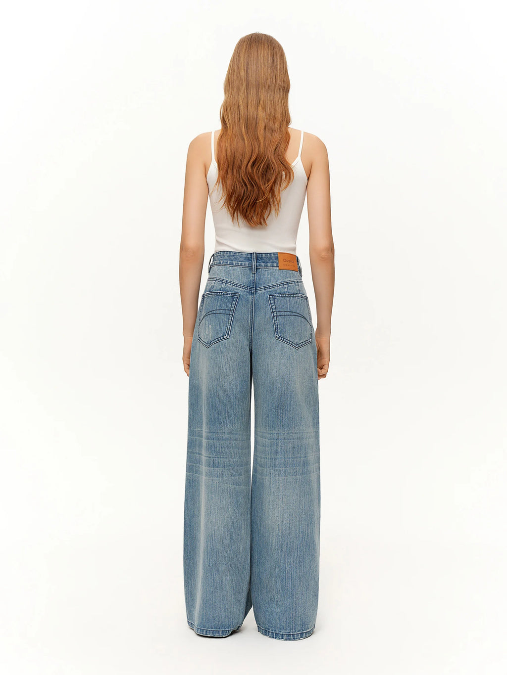 DUSHU Ripped Denim Wide-Leg Loose Jeans 2026 Spring New Arrival Casual Slimming Design Floor Lenghth Long Cotton Contain Pants