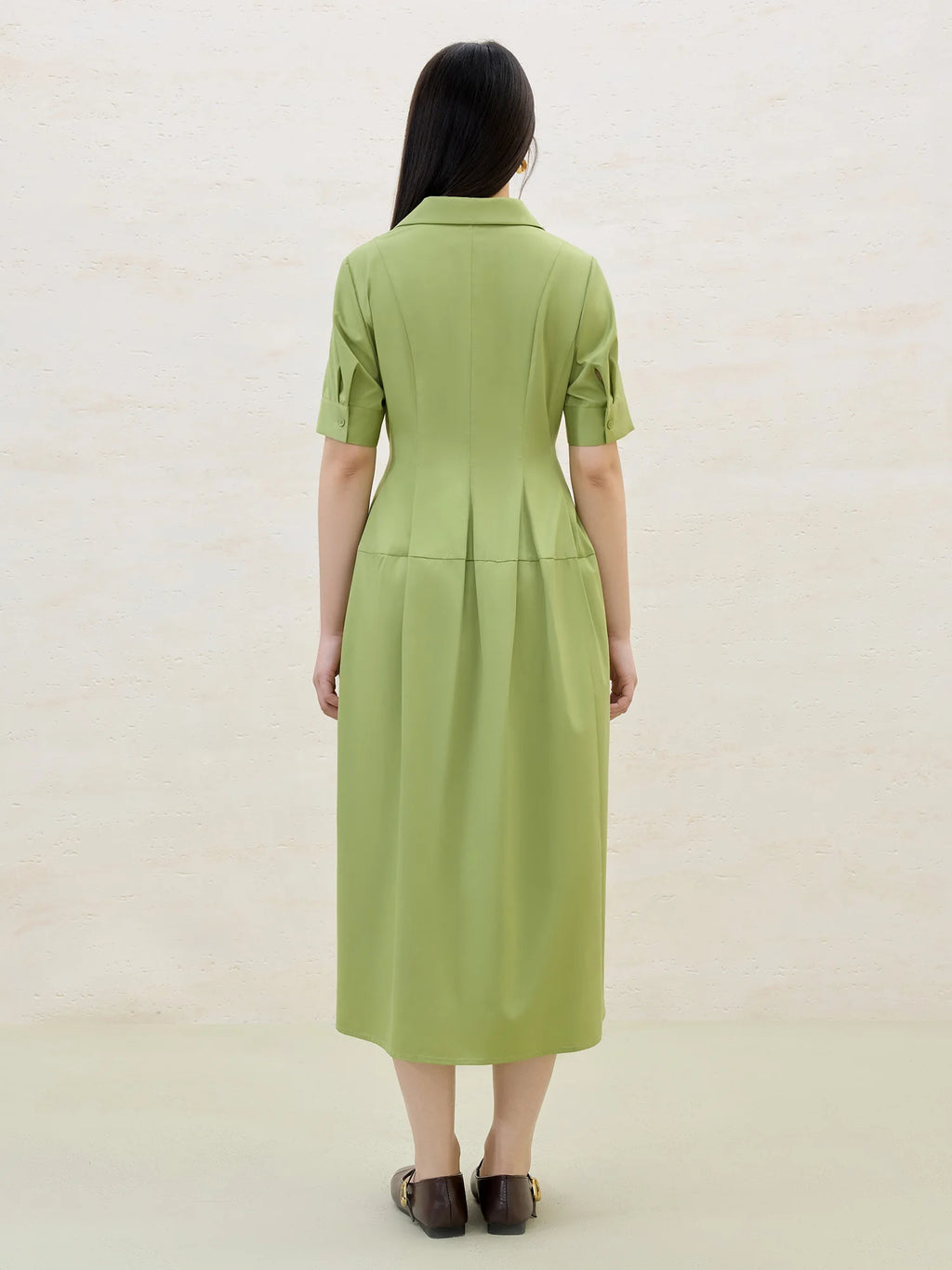 DUSHU Plus Size Relaxed Office Dress 2025 Summer Wrinkle-Free Slimming Waist Modern Elegance Workwear Casual Midi Length Dress