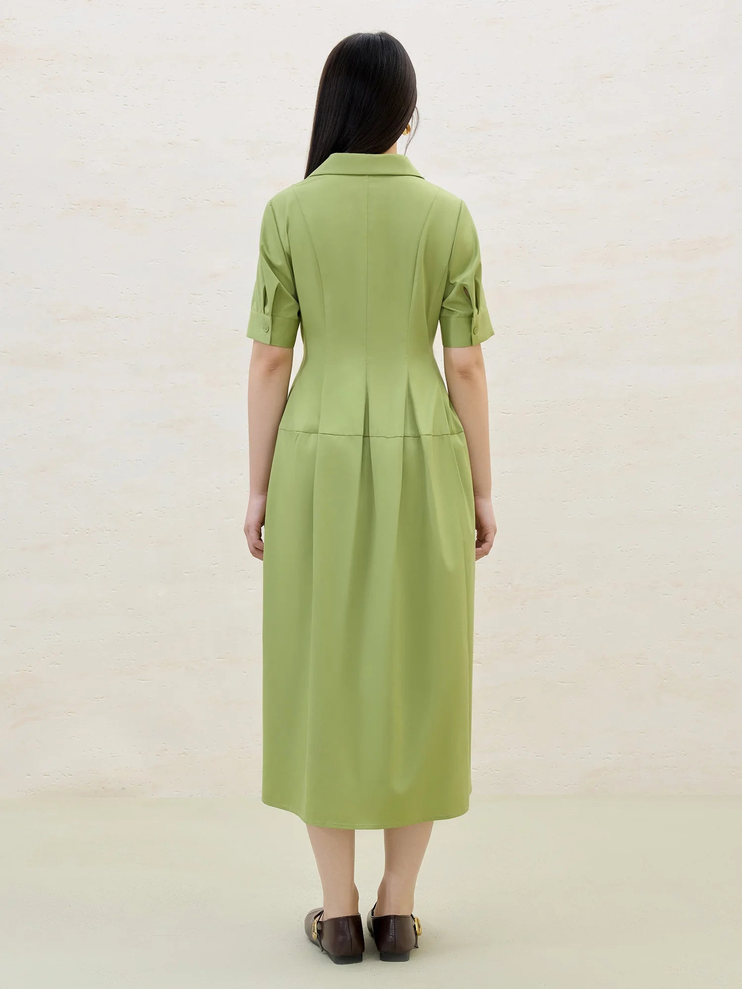 DUSHU Plus Size Relaxed Office Dress 2025 Summer Wrinkle-Free Slimming Waist Modern Elegance Workwear Casual Midi Length Dress