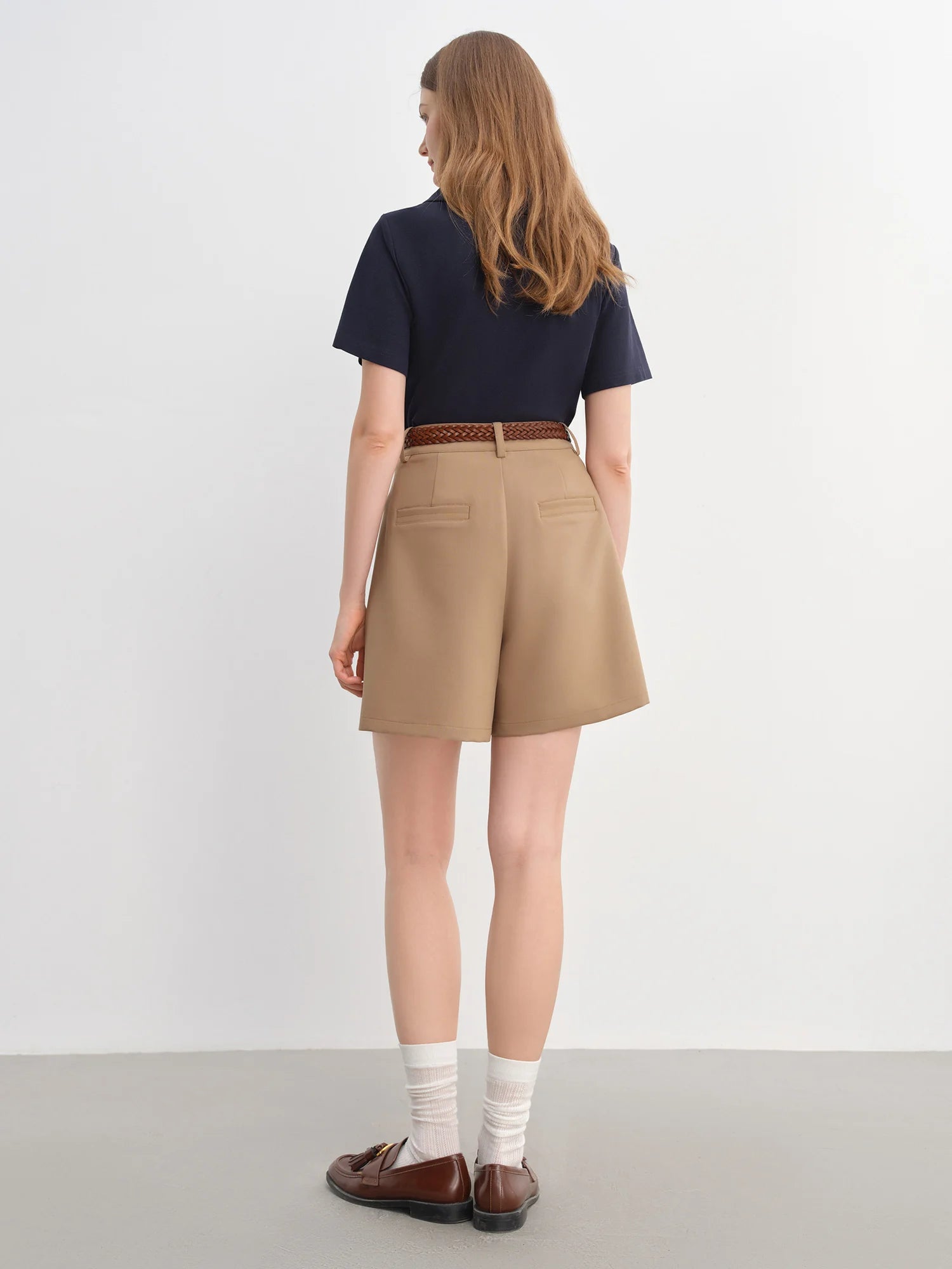 DUSHU Plus Size Women's 3D Pleated High-Waisted A-Line Shorts 2025 Summer New Arrival Fashionable & Elegant Shorts 25DS88010